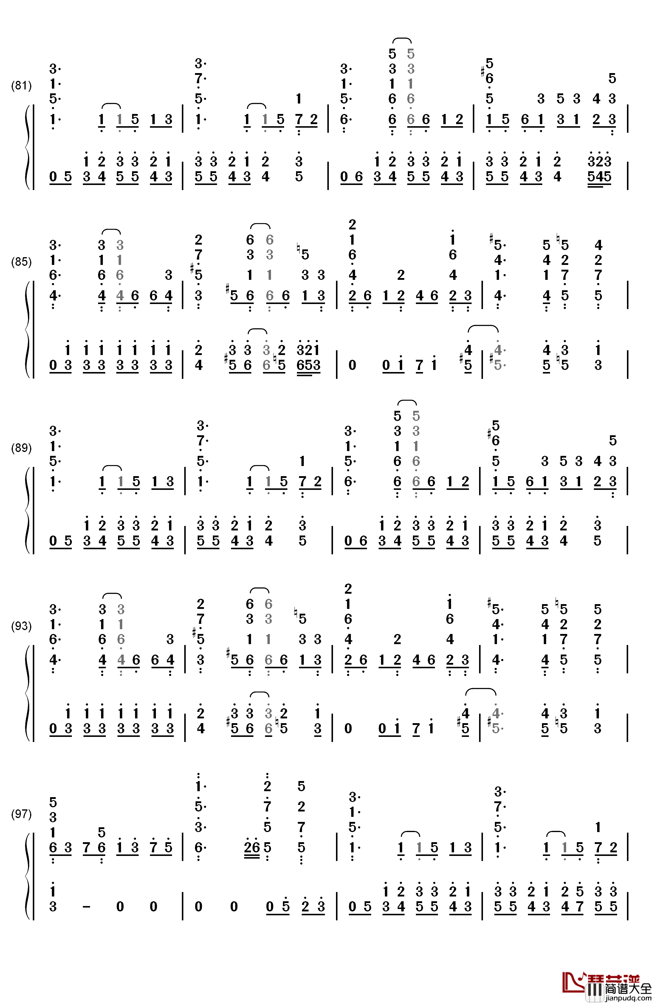 真夏の果実钢琴简谱_数字双手_桑田佳祐