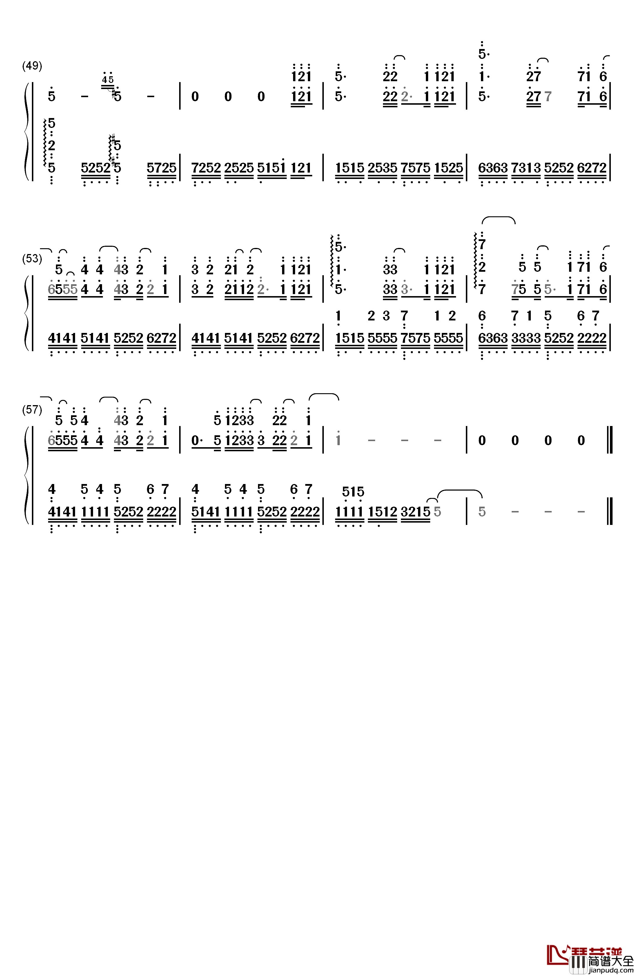 多远都要在一起钢琴简谱_数字双手_邓紫棋