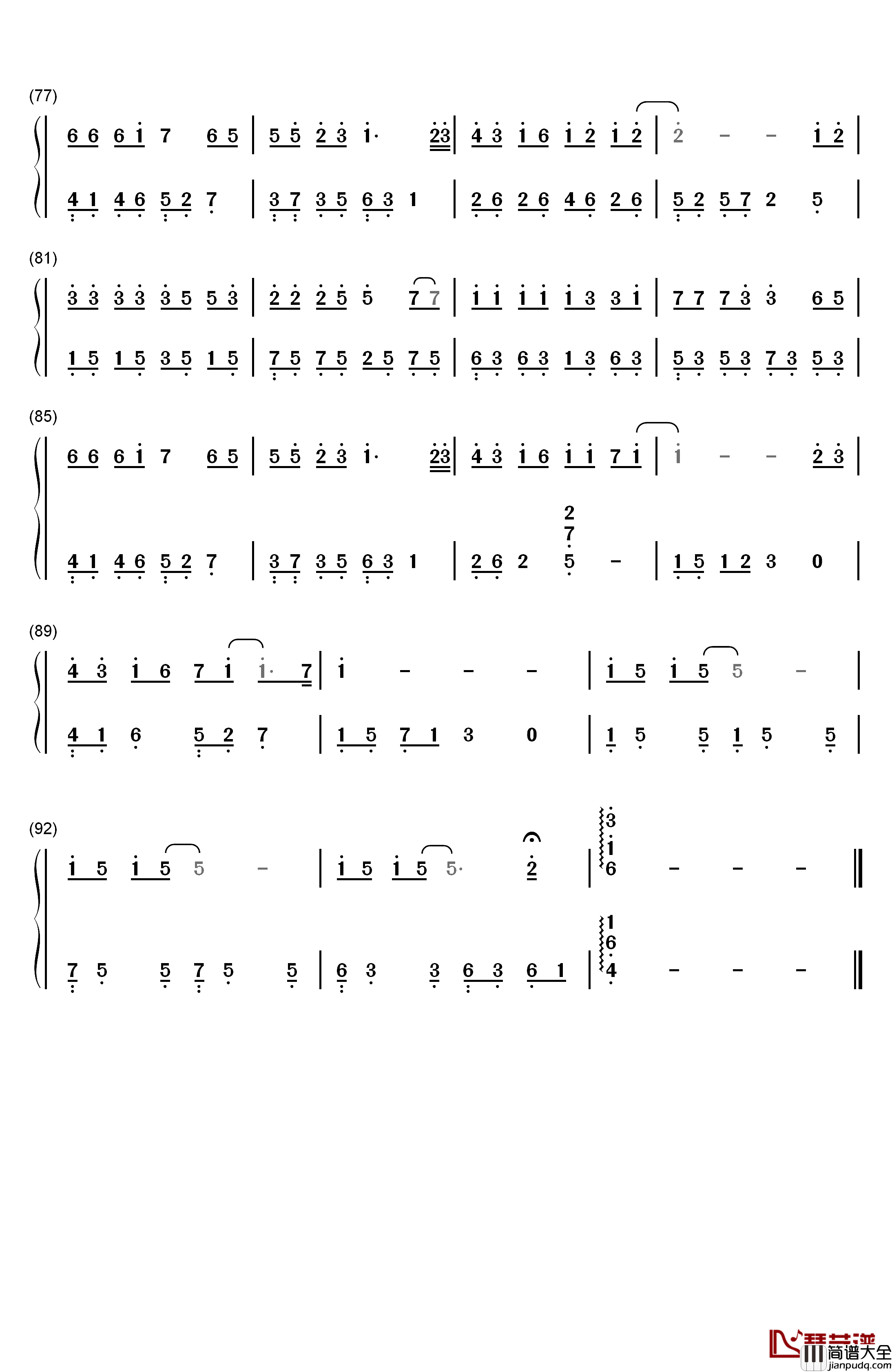有点甜钢琴简谱_数字双手_汪苏泷_BY2