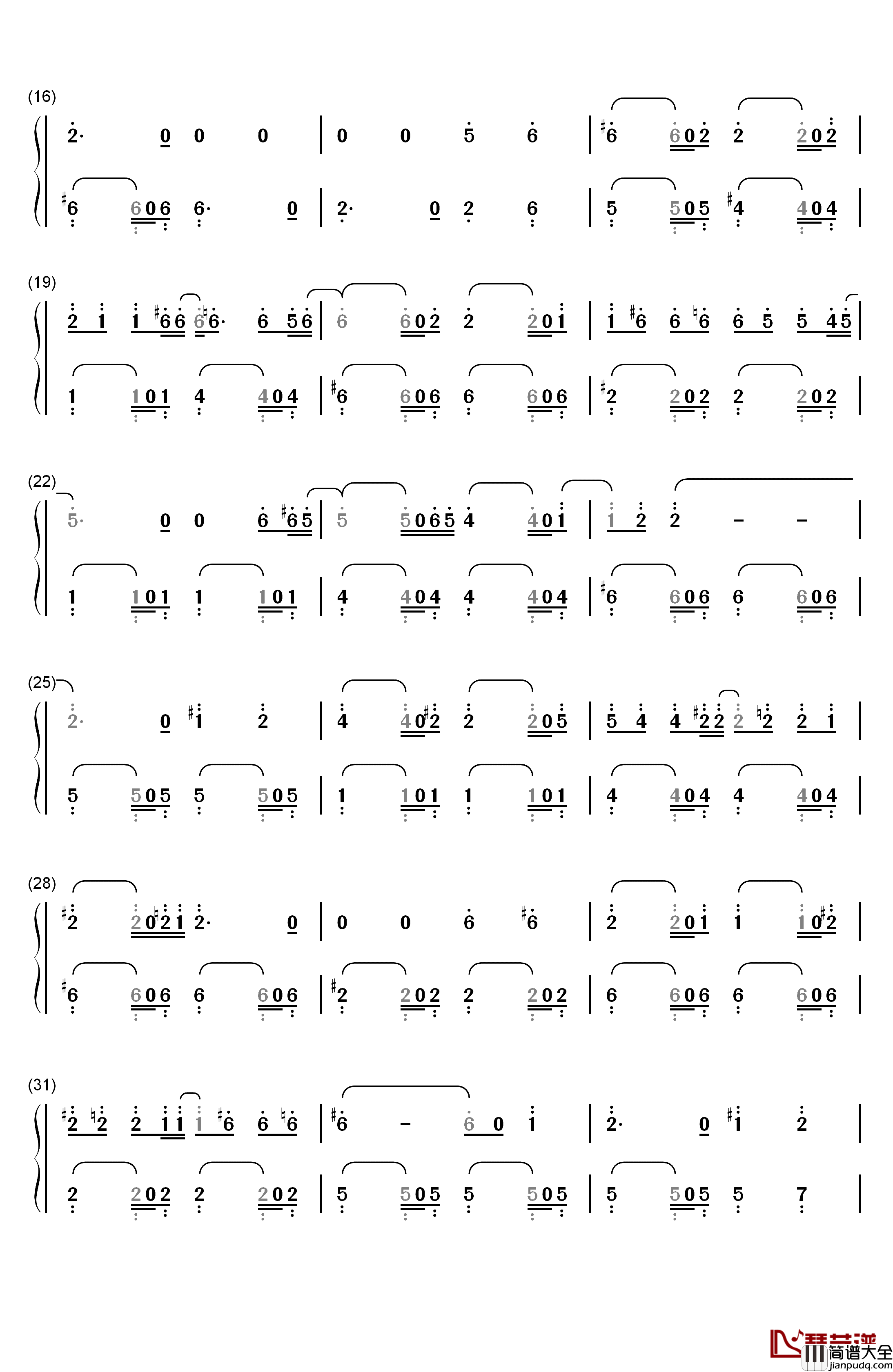 You're_My_Everything钢琴简谱_数字双手_Santa_Esmeralda