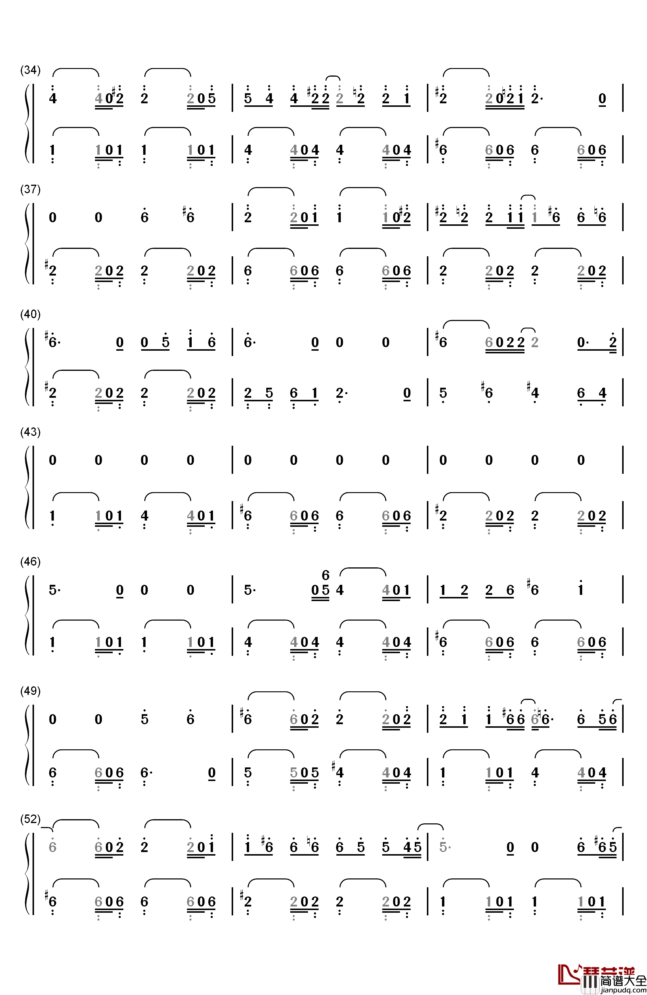 You're_My_Everything钢琴简谱_数字双手_Santa_Esmeralda