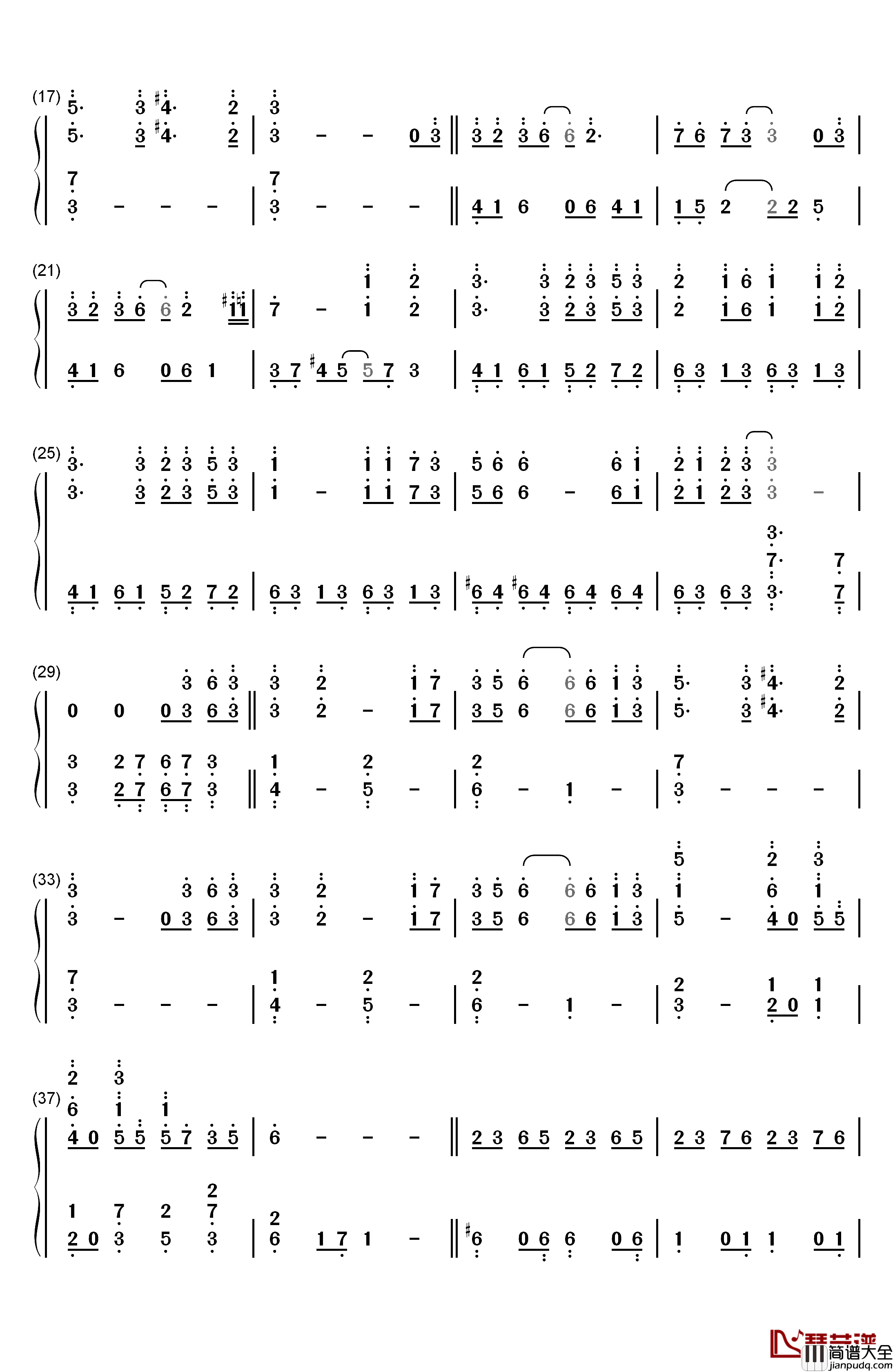 阿西达卡战记钢琴简谱_数字双手_久石让_宫崎骏