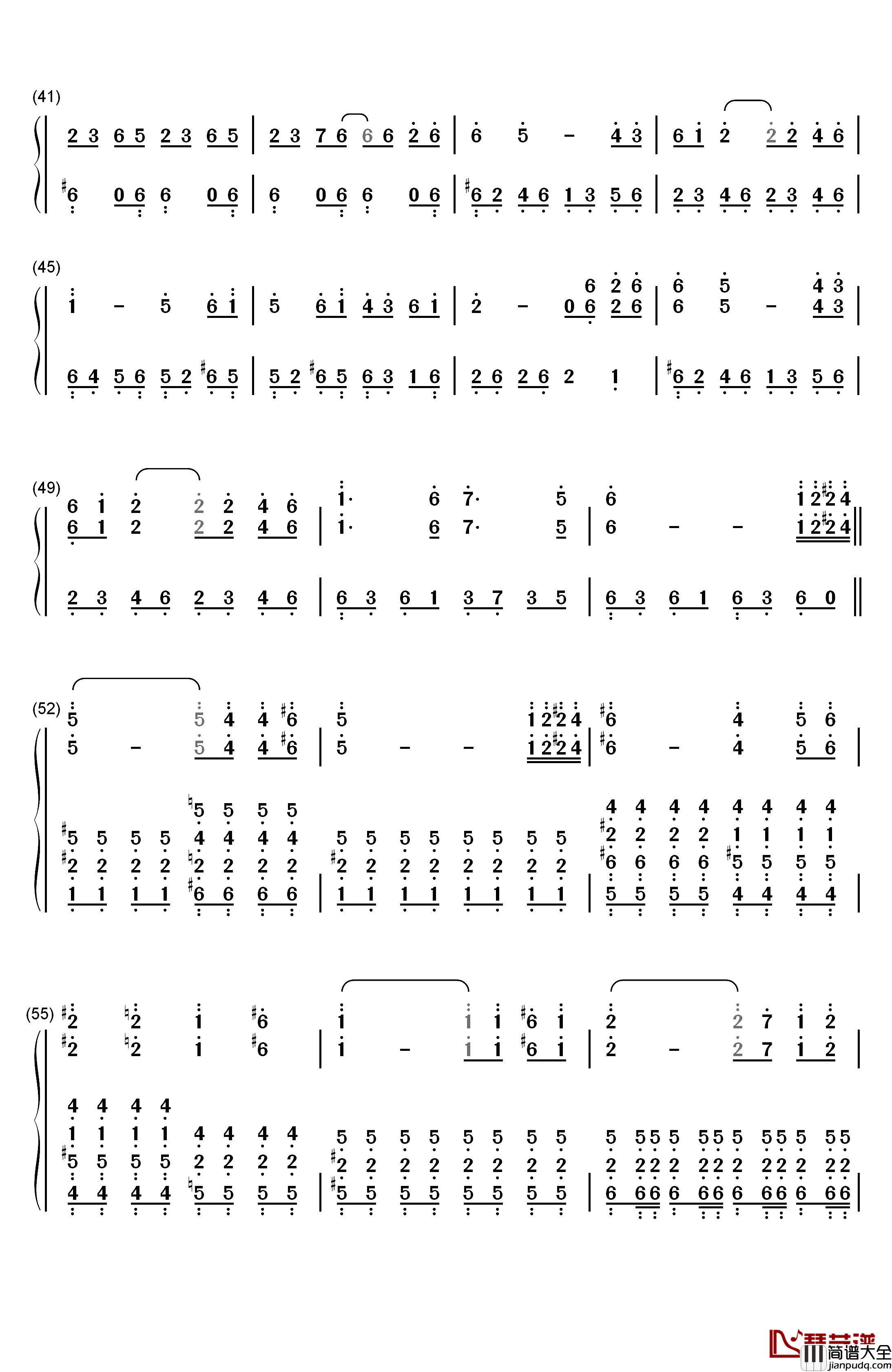 阿西达卡战记钢琴简谱_数字双手_久石让_宫崎骏