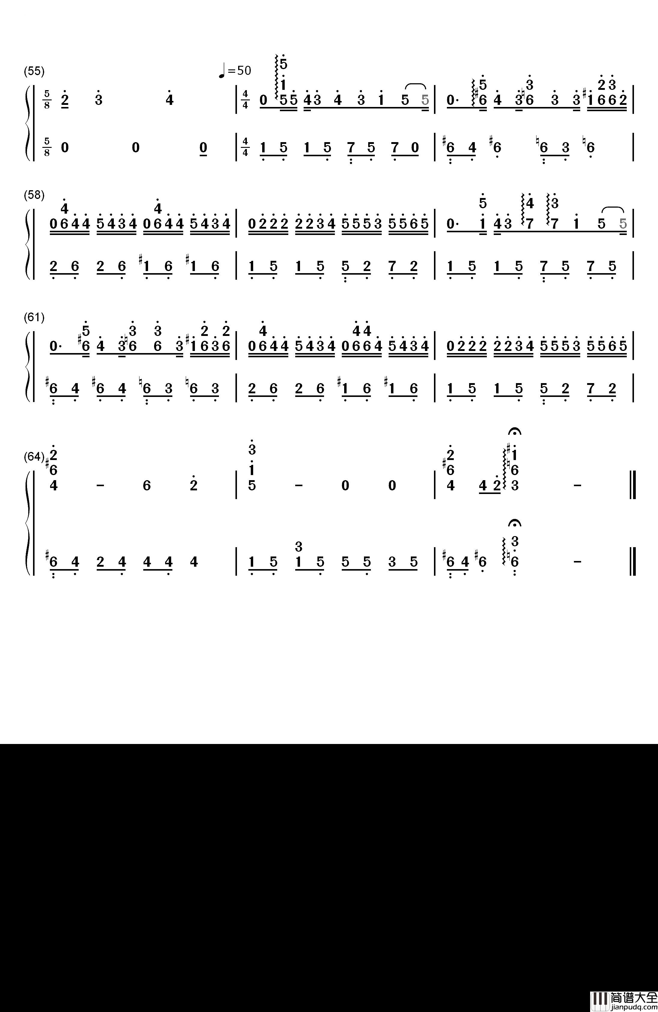 樱花抄钢琴简谱_数字双手_天门