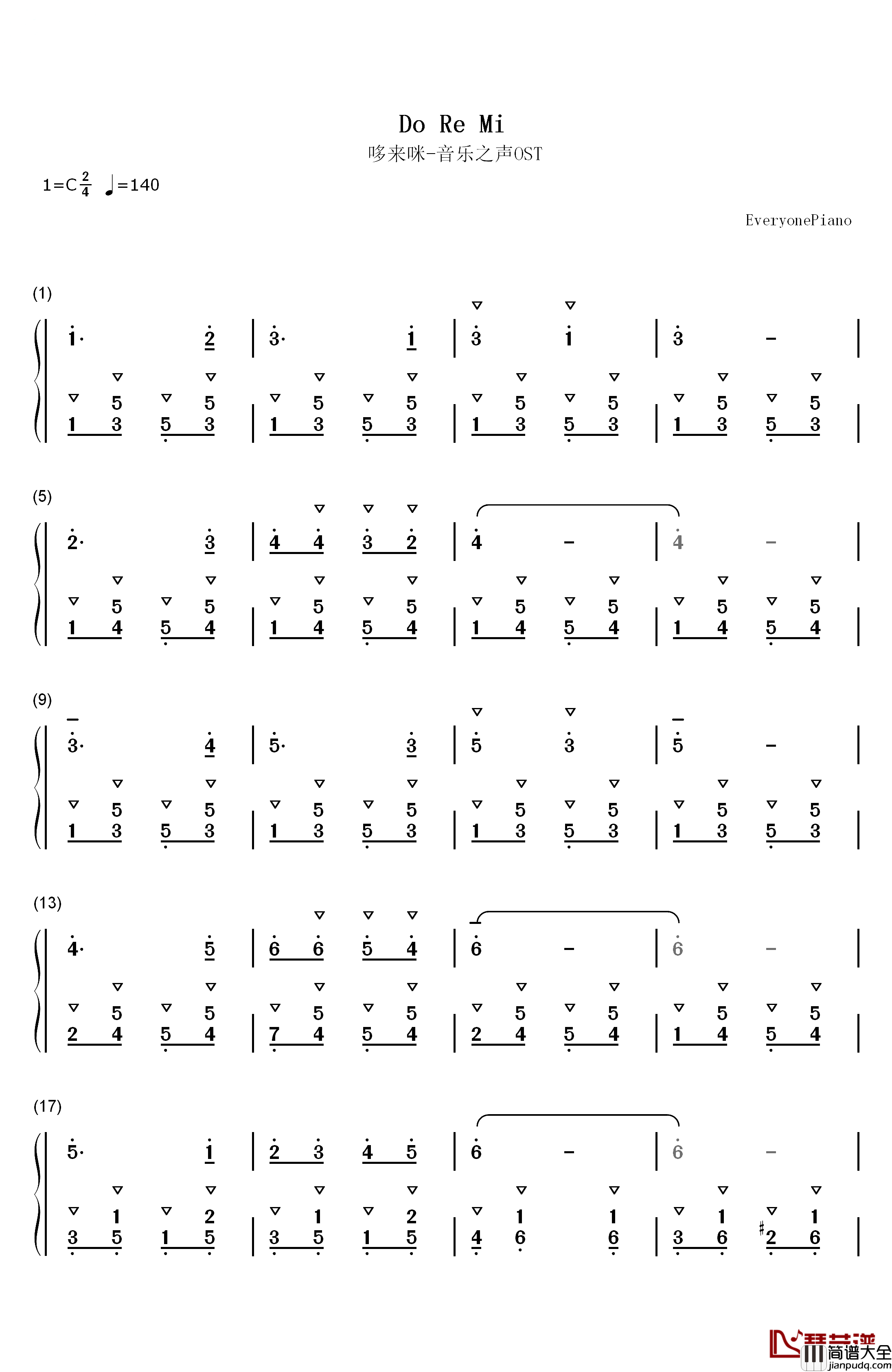 Do_Re_Mi钢琴简谱_数字双手_哆来咪