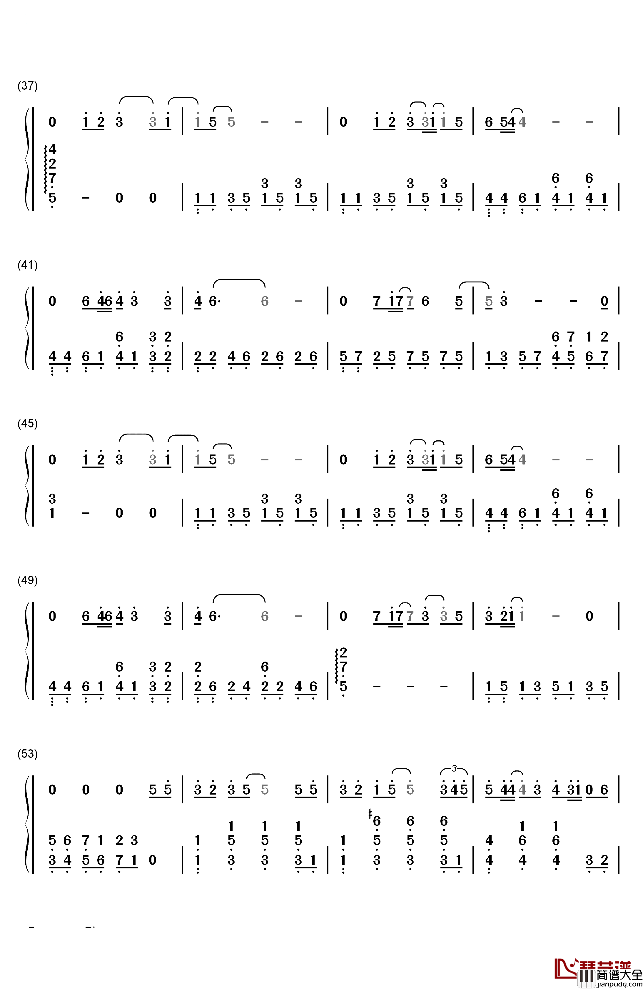 突然想爱你钢琴简谱_数字双手_许茹芸