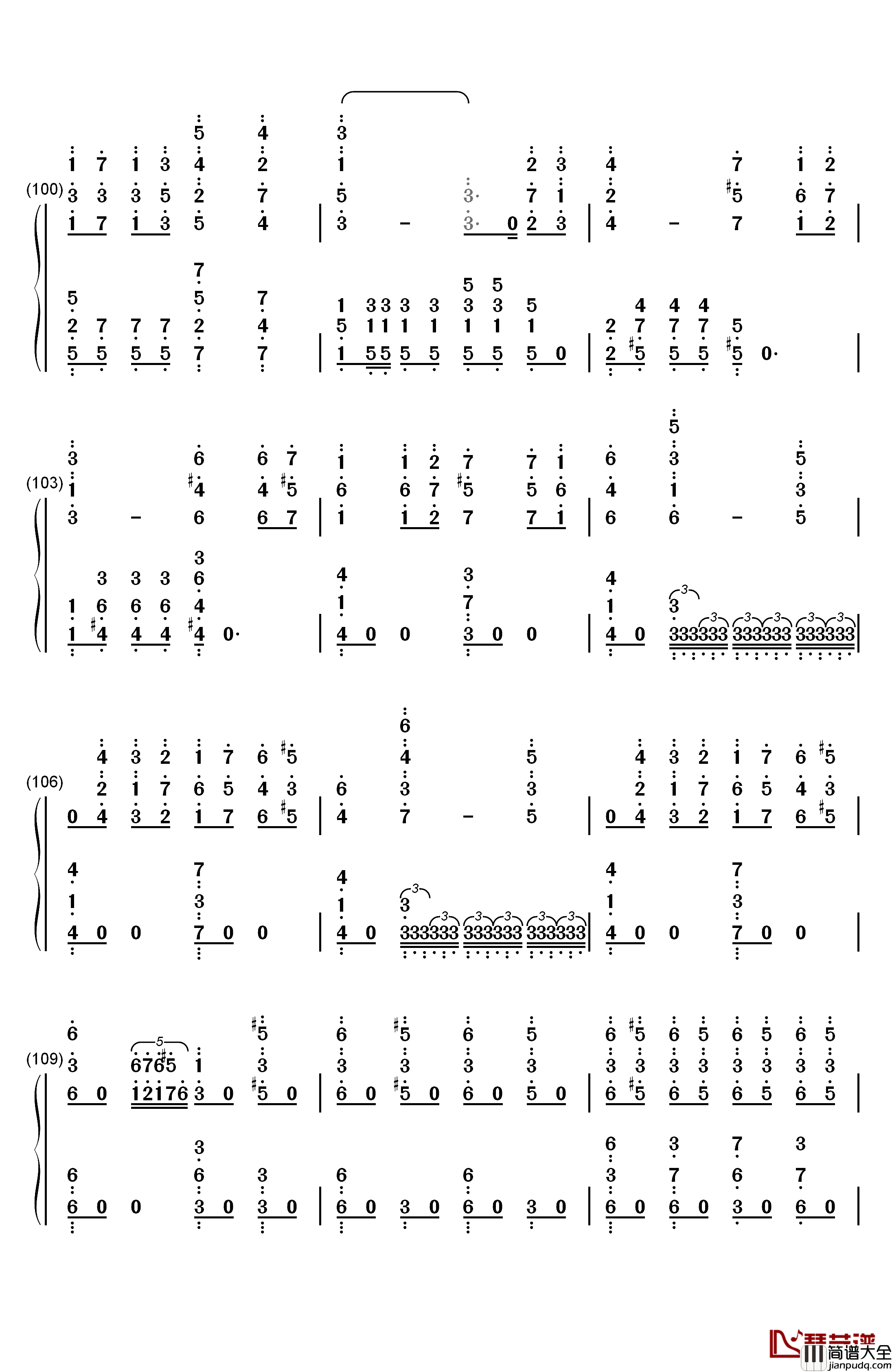 劲乐团V3钢琴简谱_数字双手_BeautifulDay