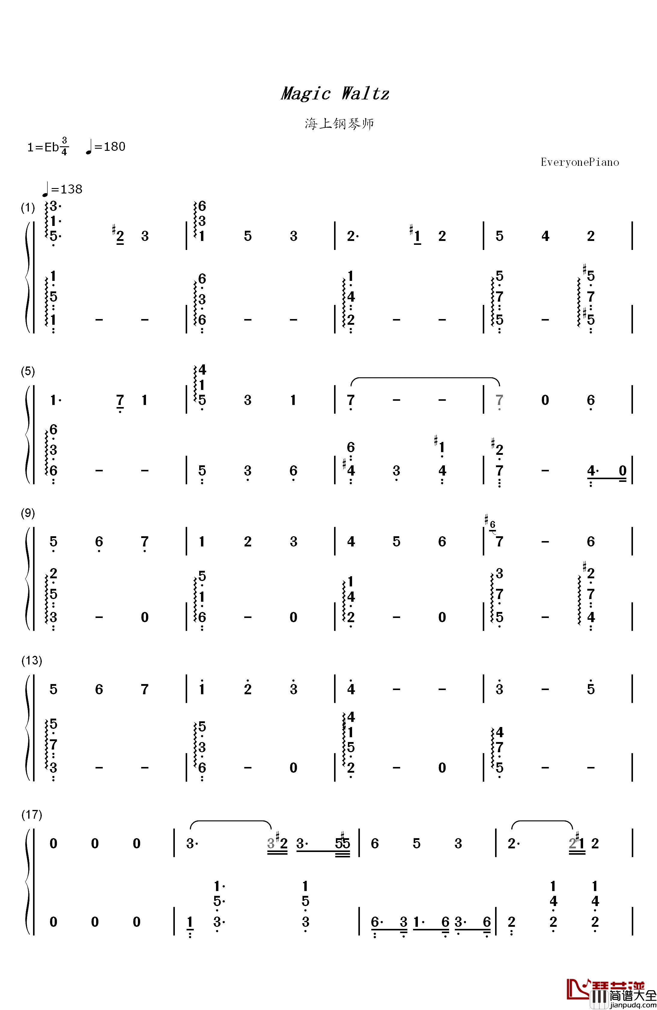 Magic_Waltz钢琴简谱_数字双手_Amedeo_Tommasi