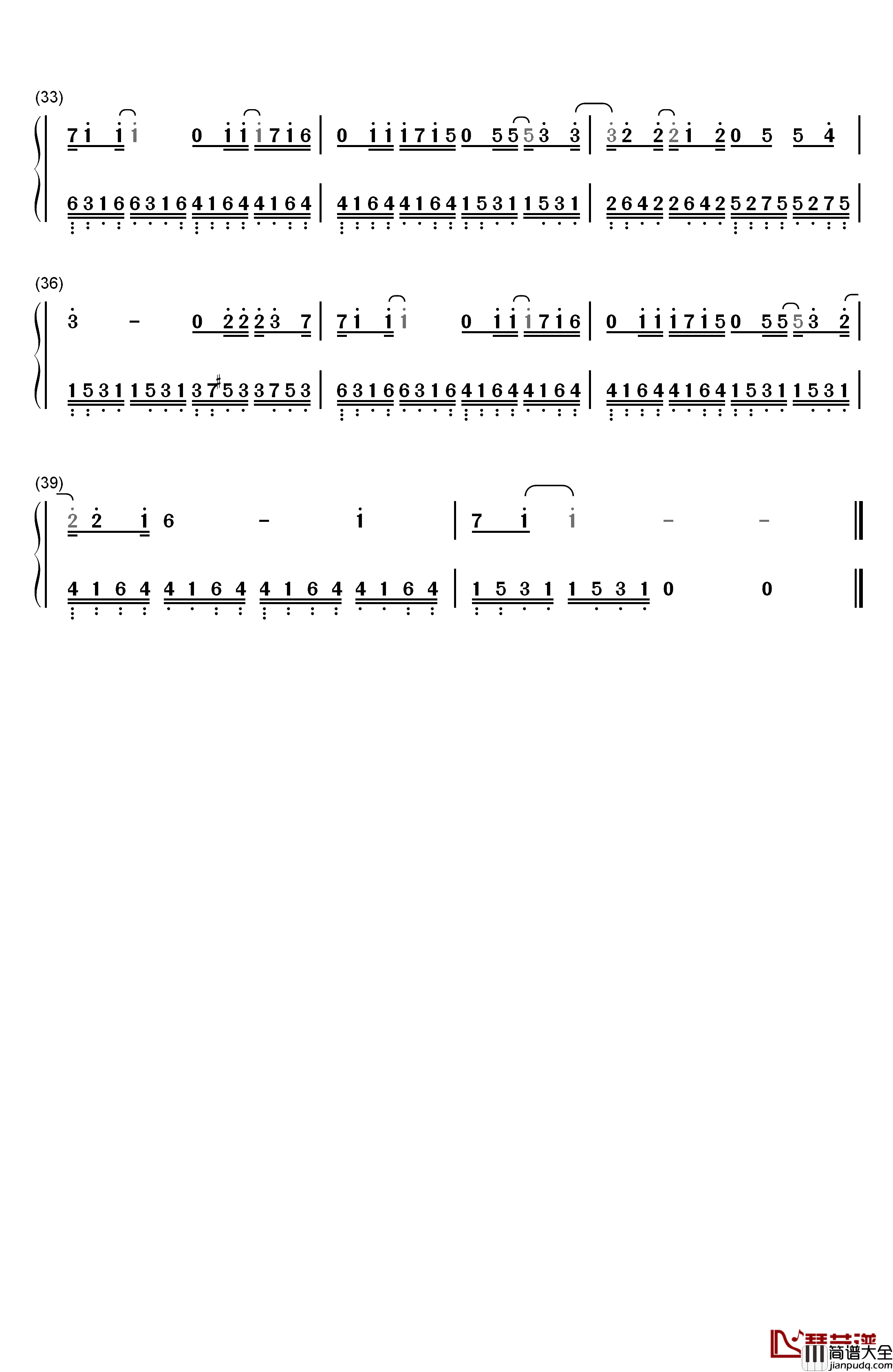 舍不得钢琴简谱_数字双手_弦子