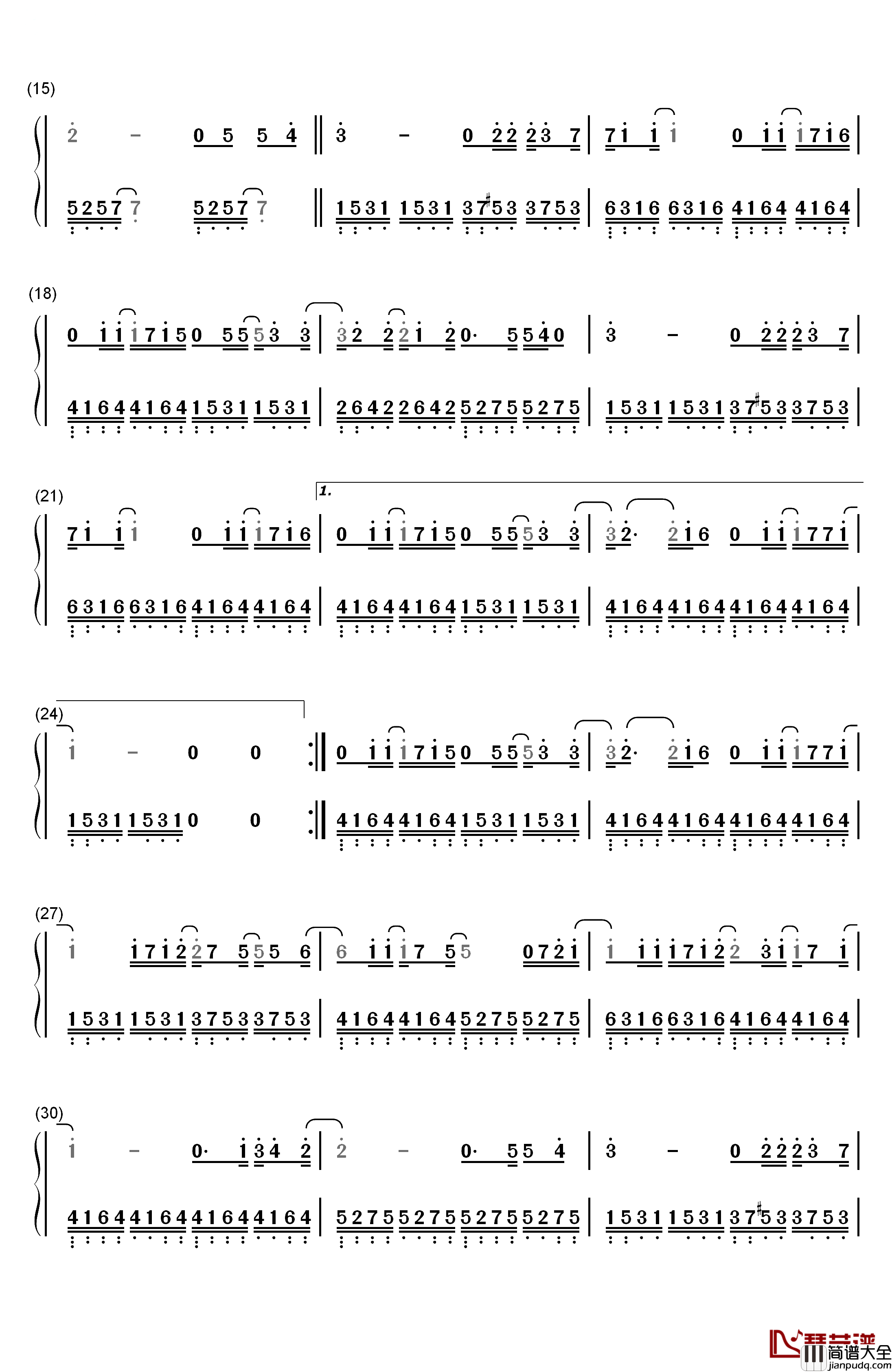 舍不得钢琴简谱_数字双手_弦子