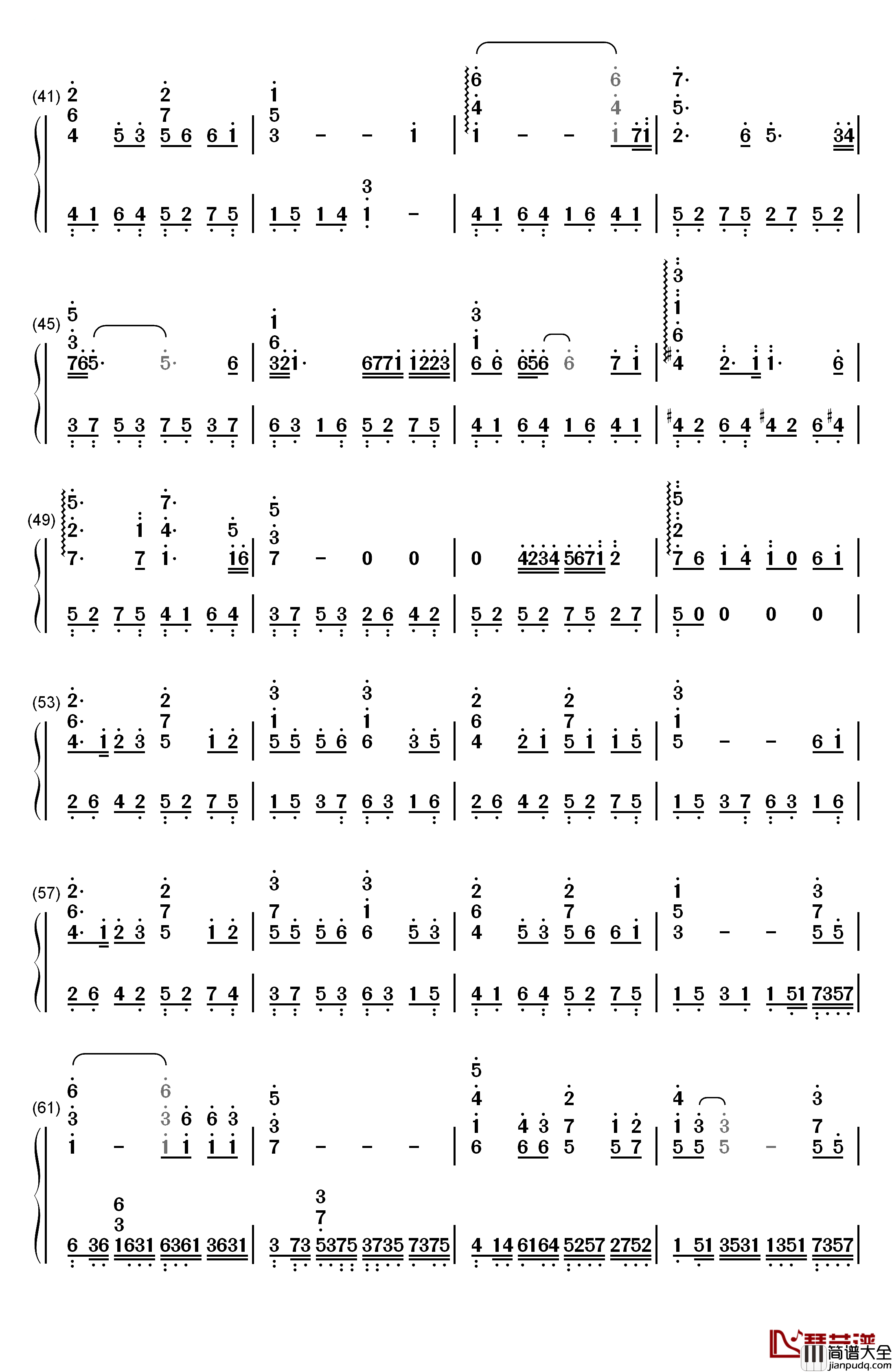 夕颜钢琴简谱_数字双手_能登麻美子