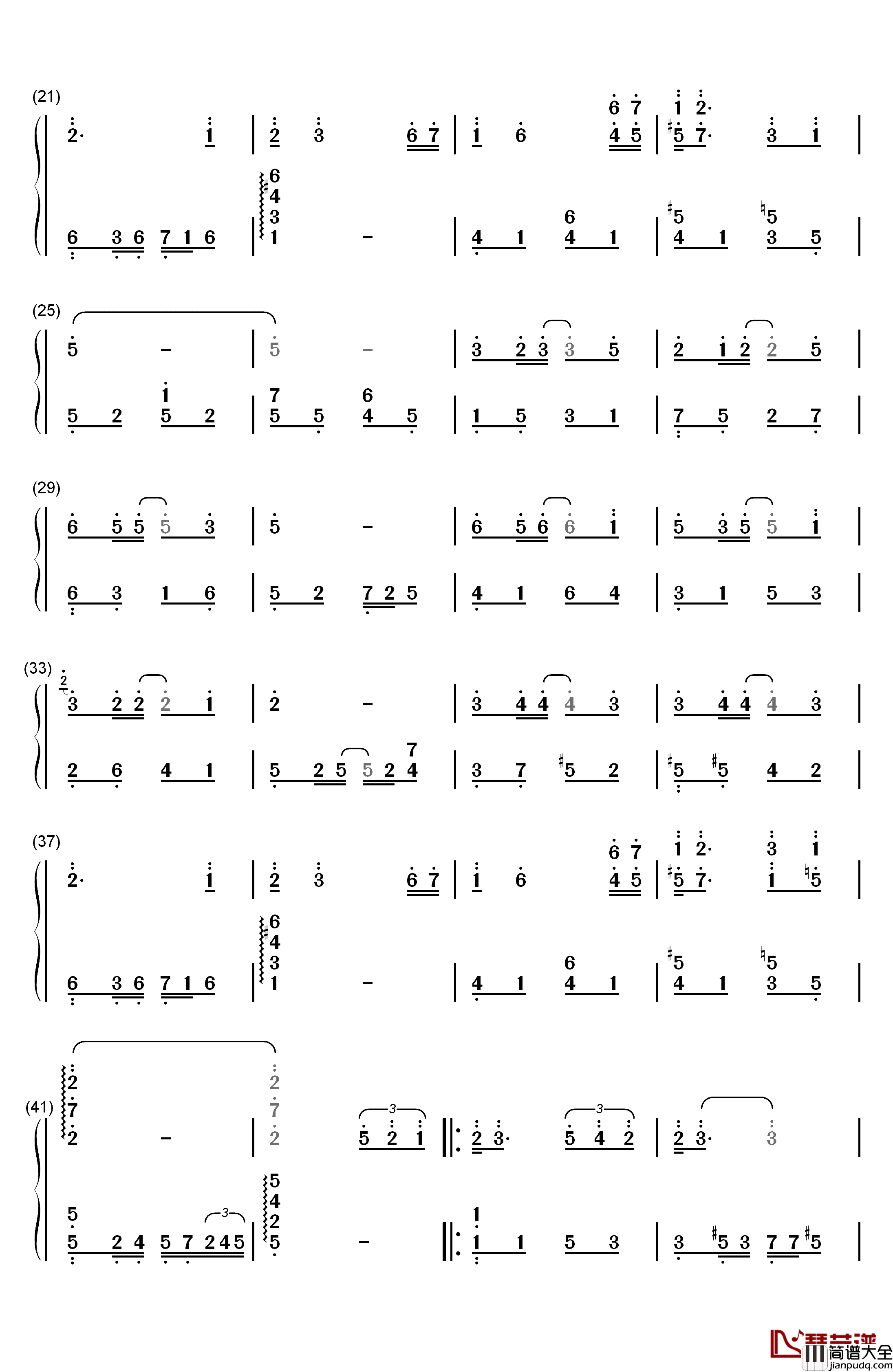 那年夏天钢琴简谱_数字双手_许飞