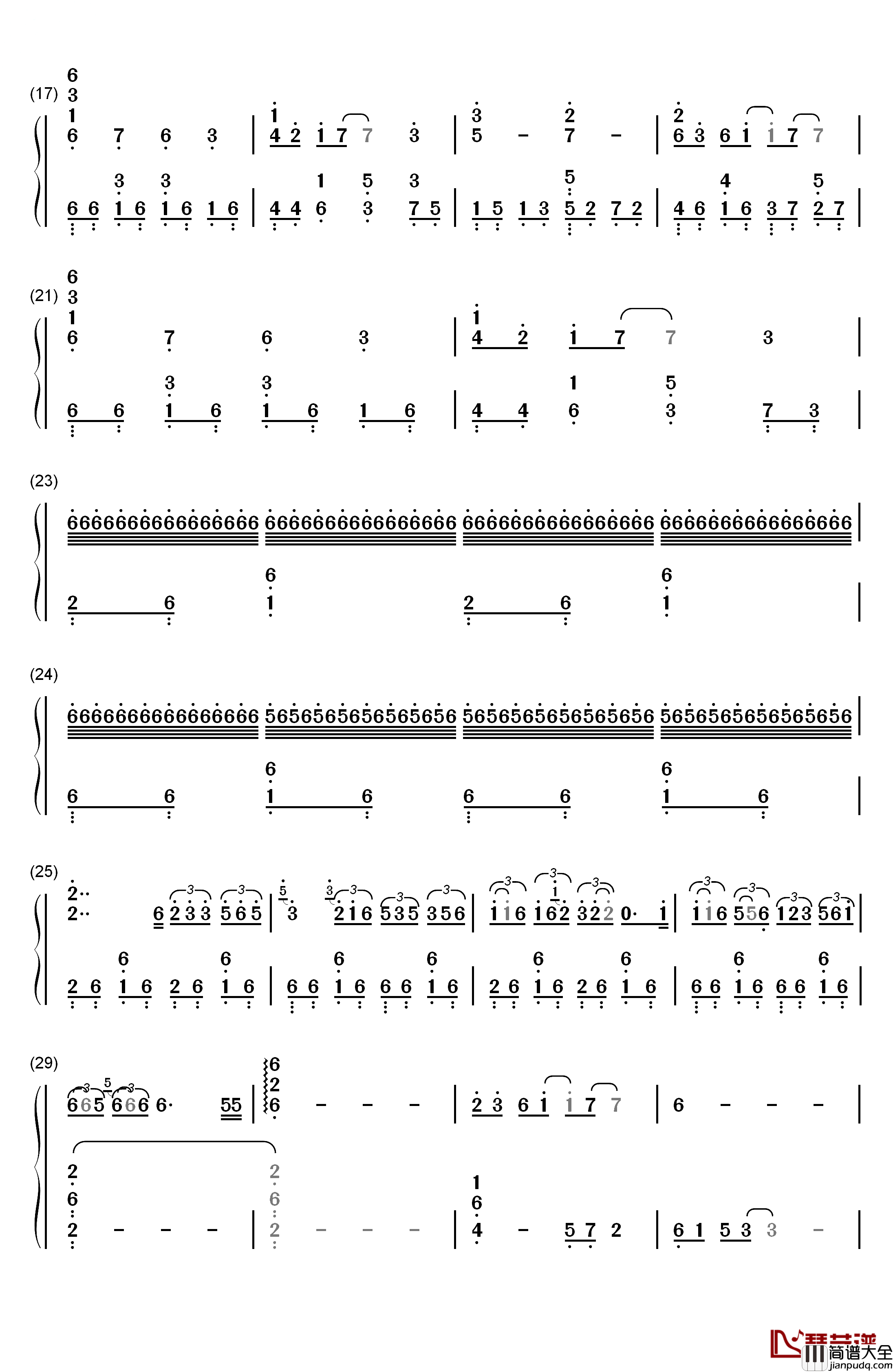 哀と悲钢琴简谱_数字双手_高梨康治