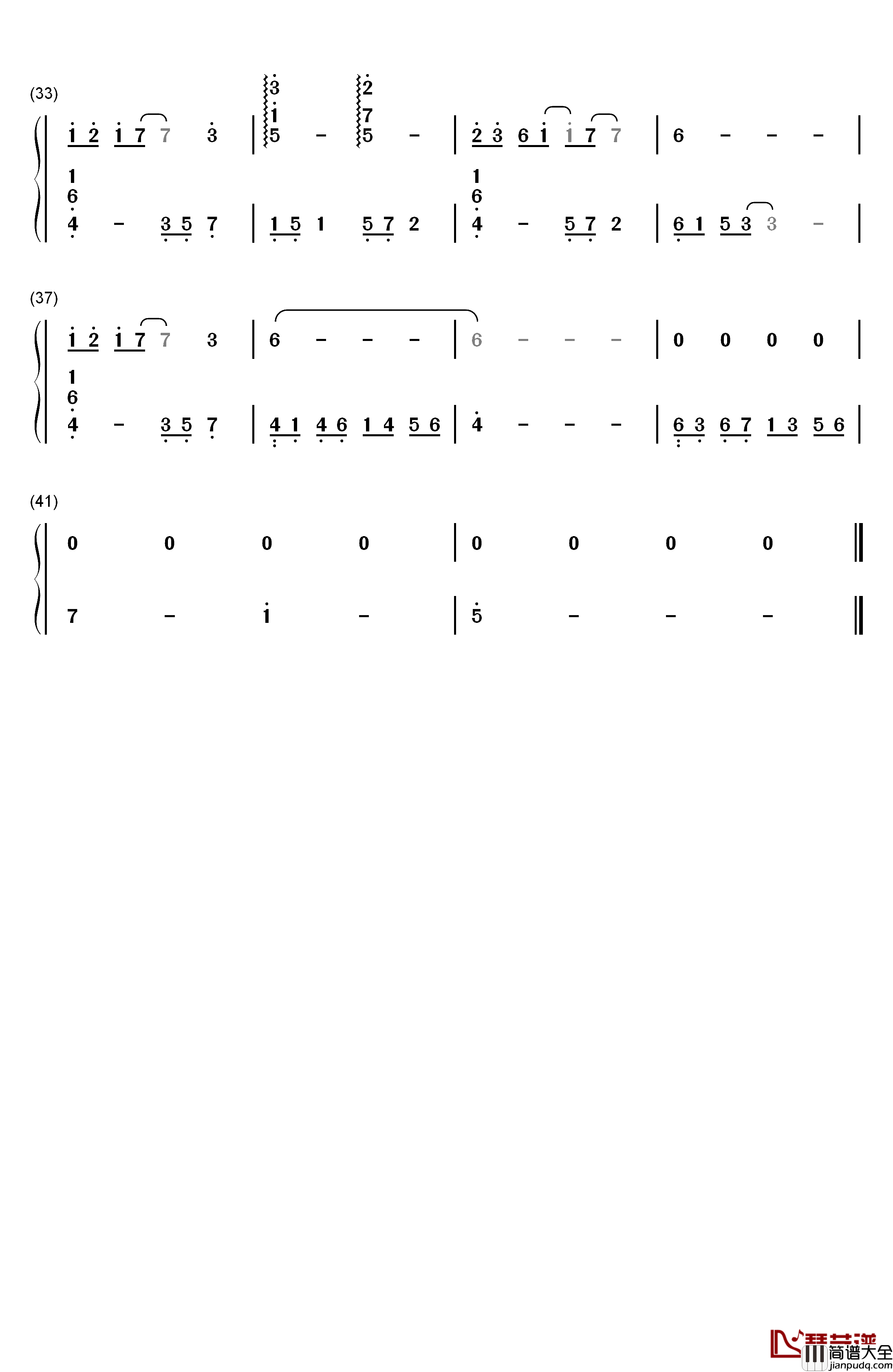 哀と悲钢琴简谱_数字双手_高梨康治