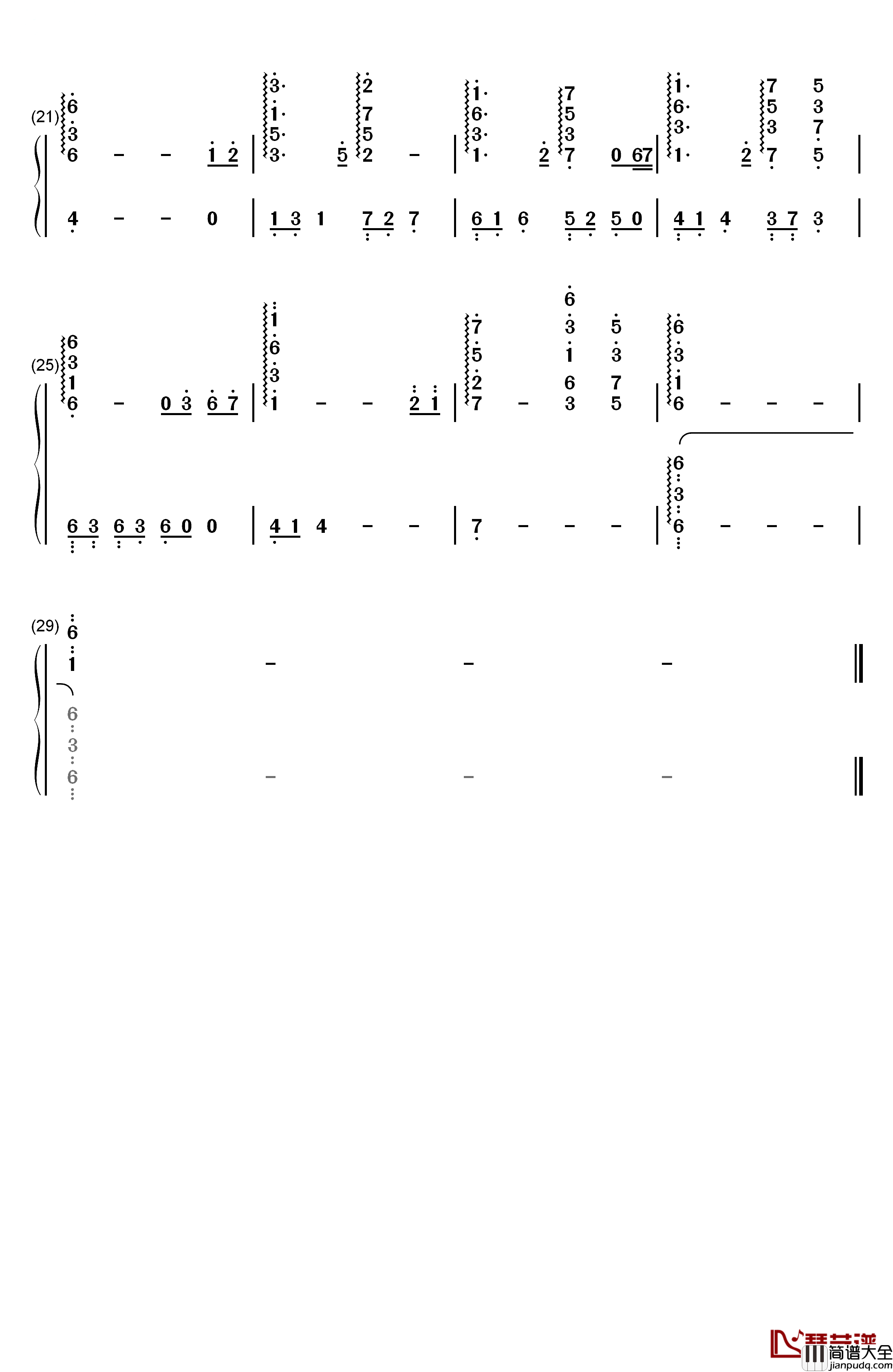 Memory钢琴简谱_数字双手_Arms