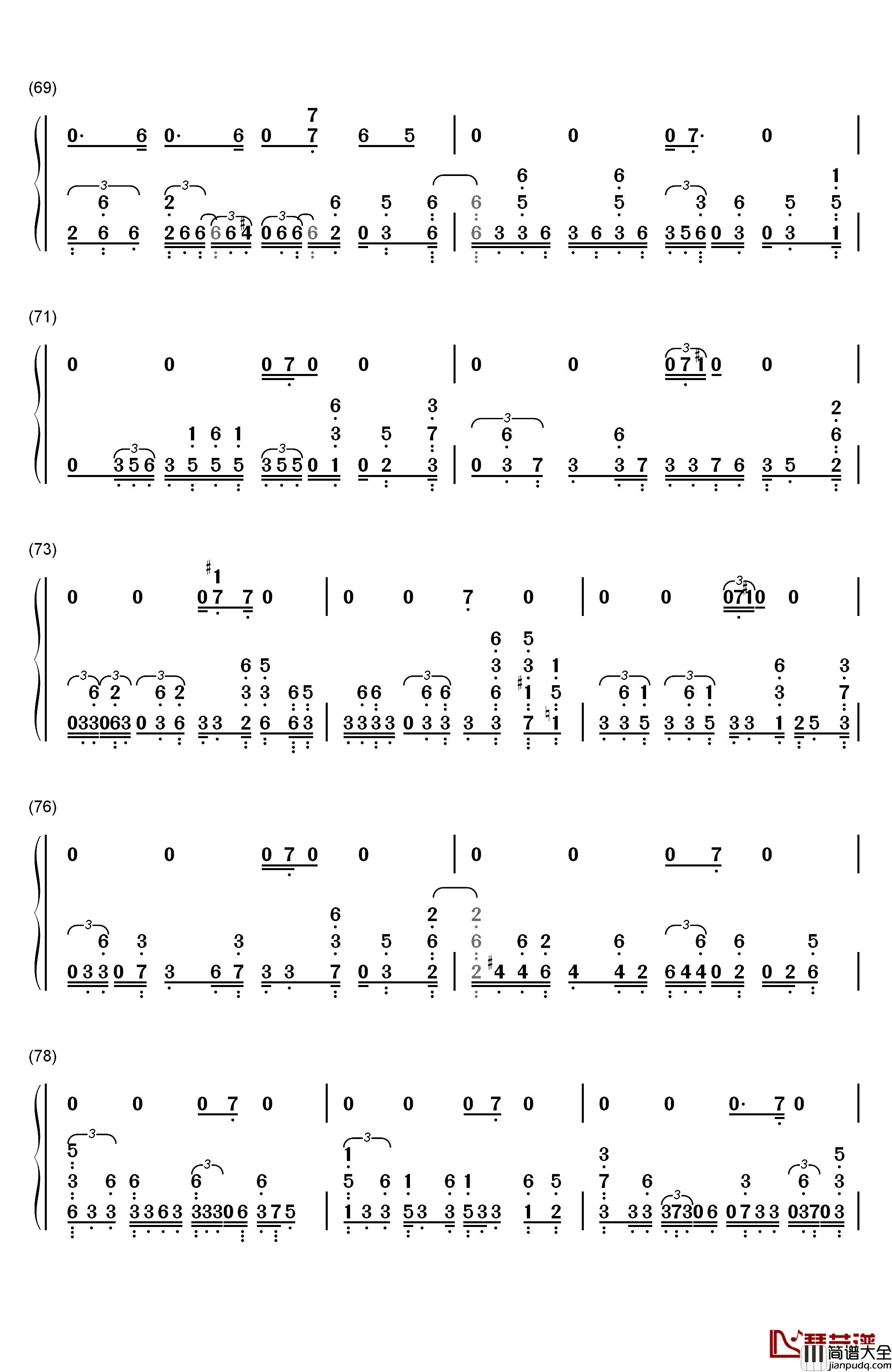 Get_Lucky钢琴简谱_数字双手_Daft_Punk