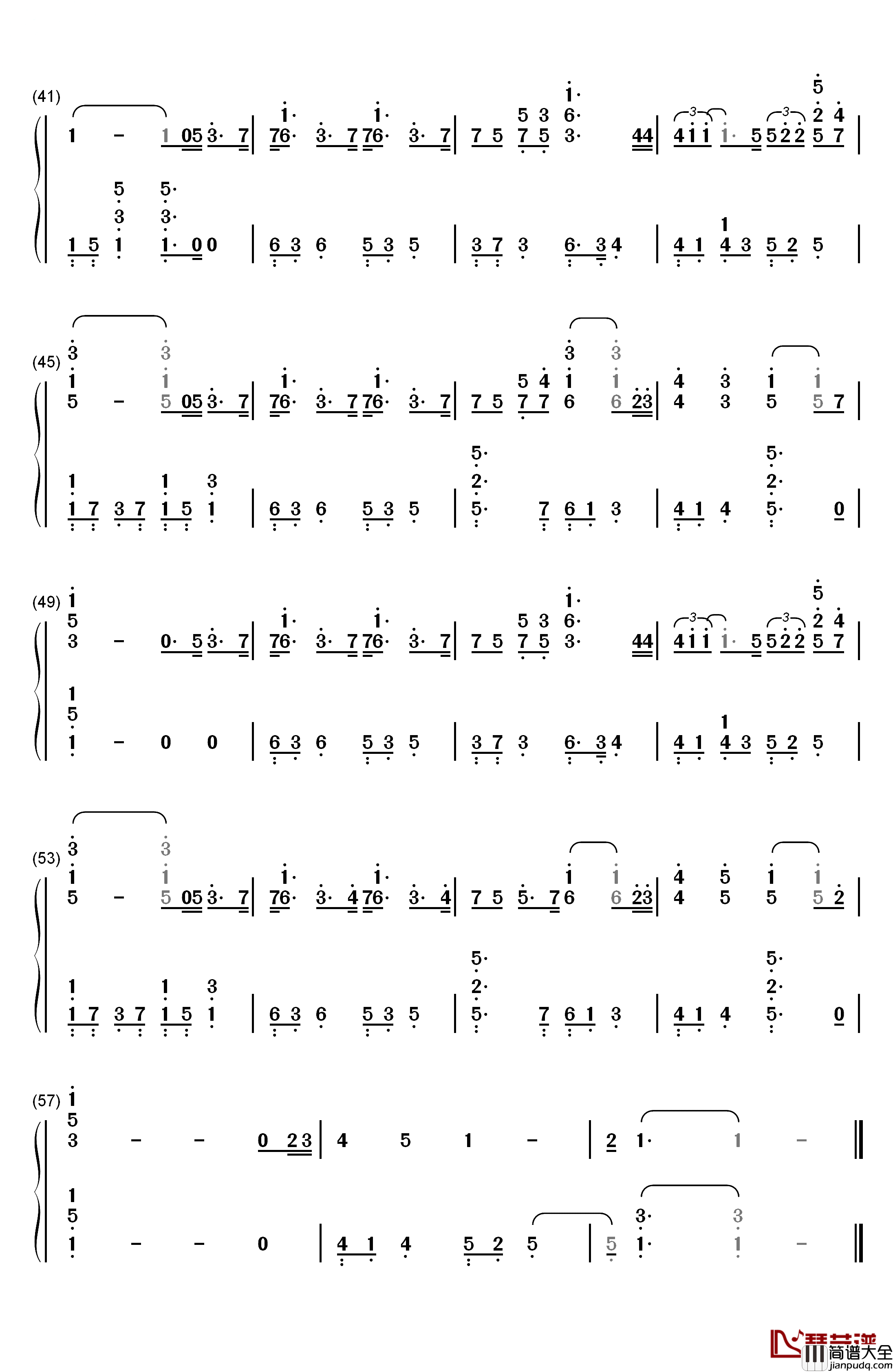 不可抗力钢琴简谱_数字双手_孟瑞