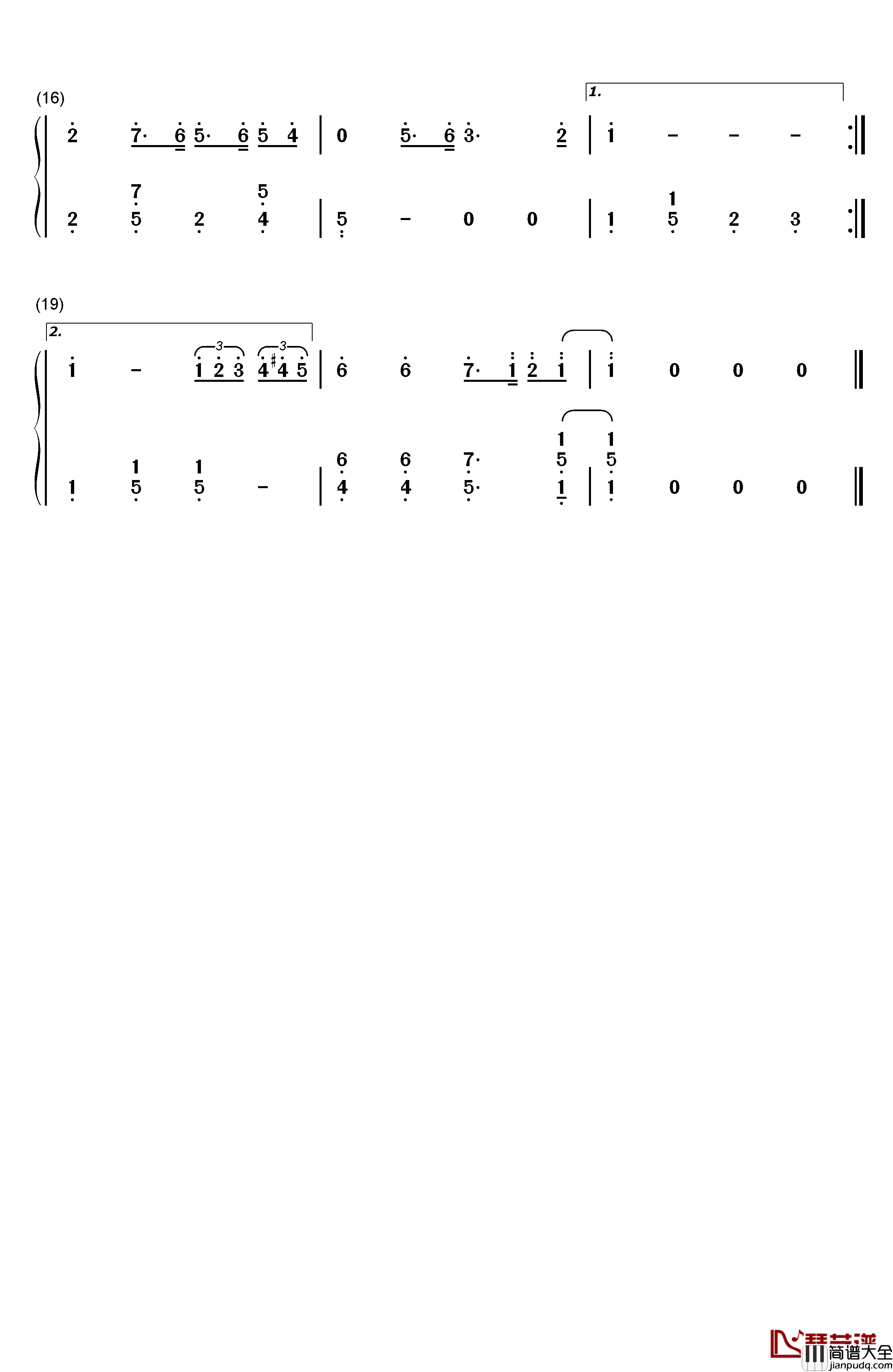 多啦A梦钢琴简谱_数字双手_菊池俊辅