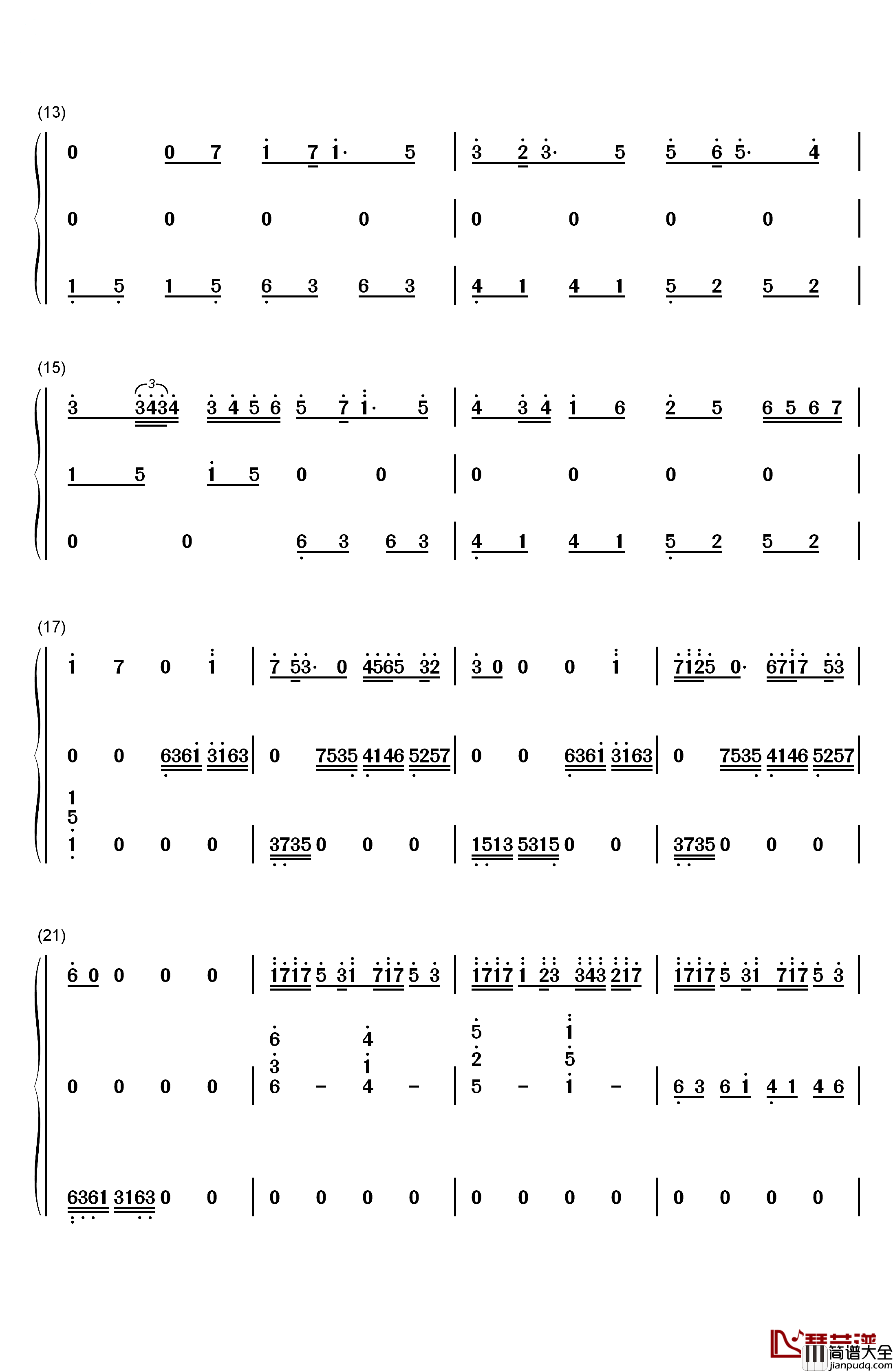 夕月奏钢琴简谱_数字双手_夕月奏