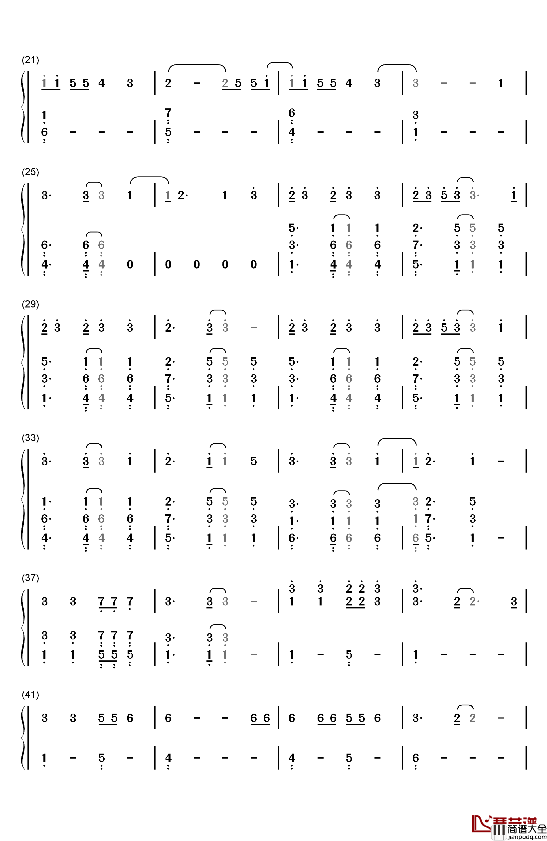 One_Thing钢琴简谱_数字双手_One_Direction