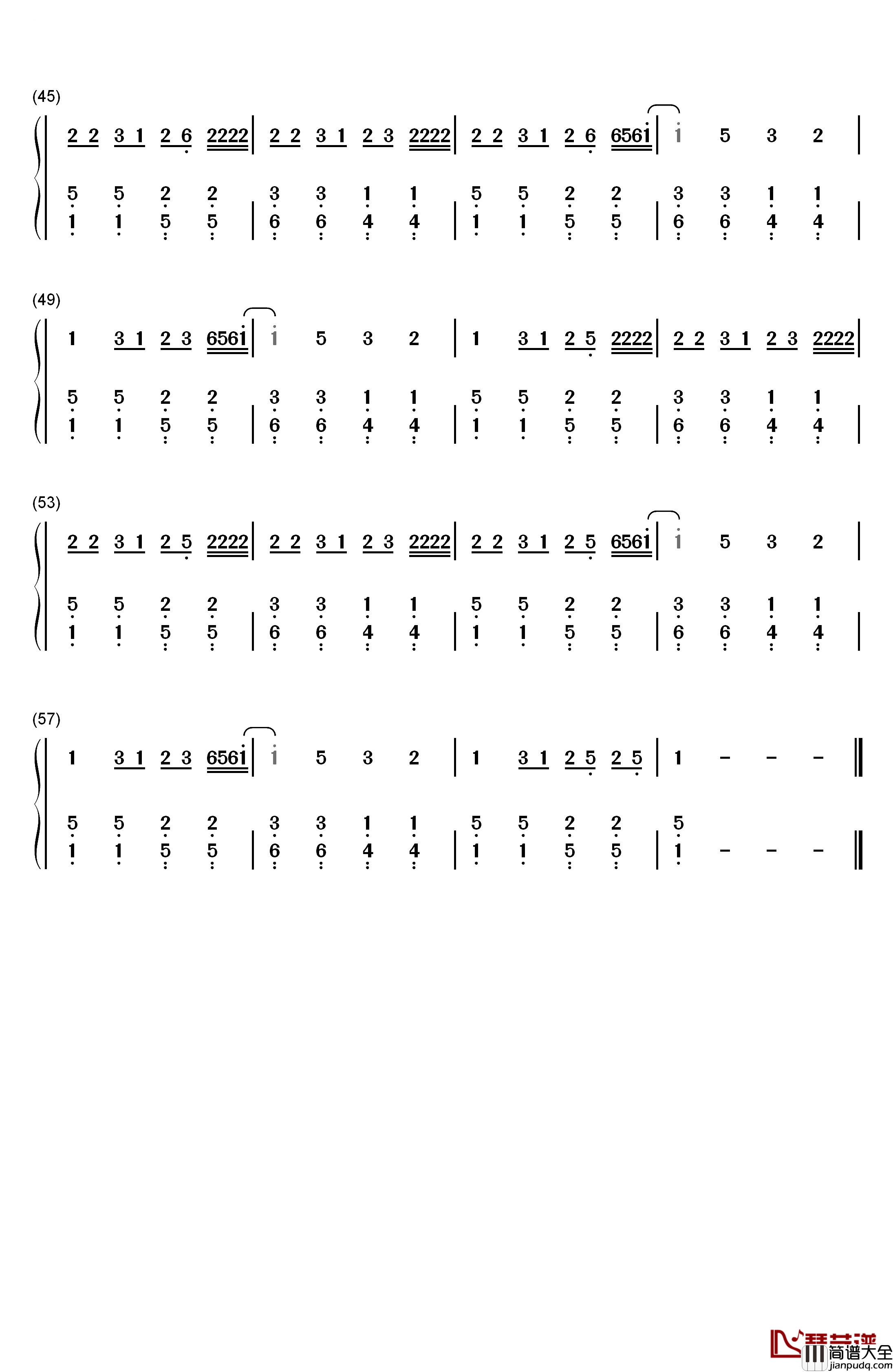 No_Vacancy钢琴简谱_数字双手_OneRepublic