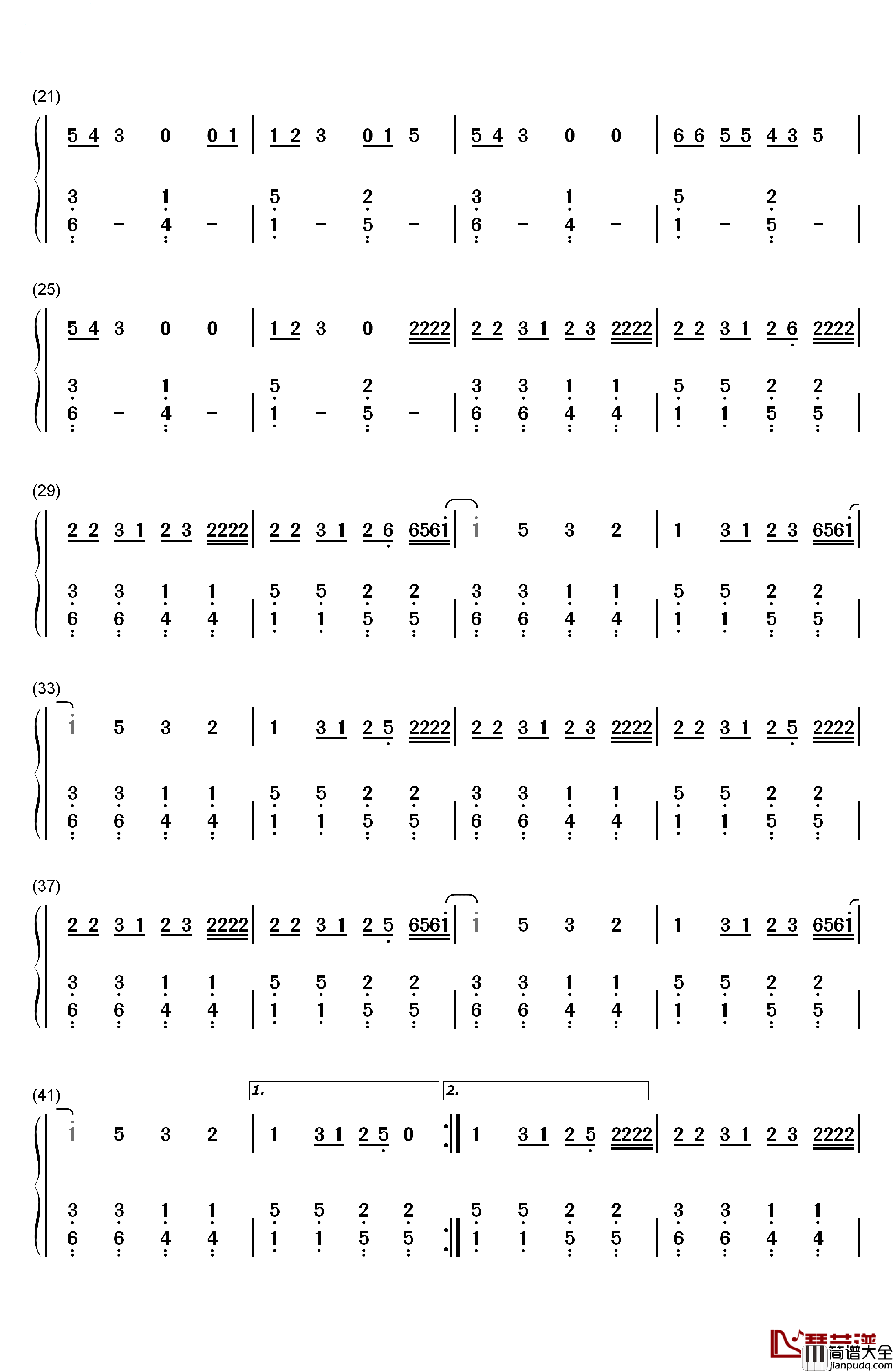 No_Vacancy钢琴简谱_数字双手_OneRepublic