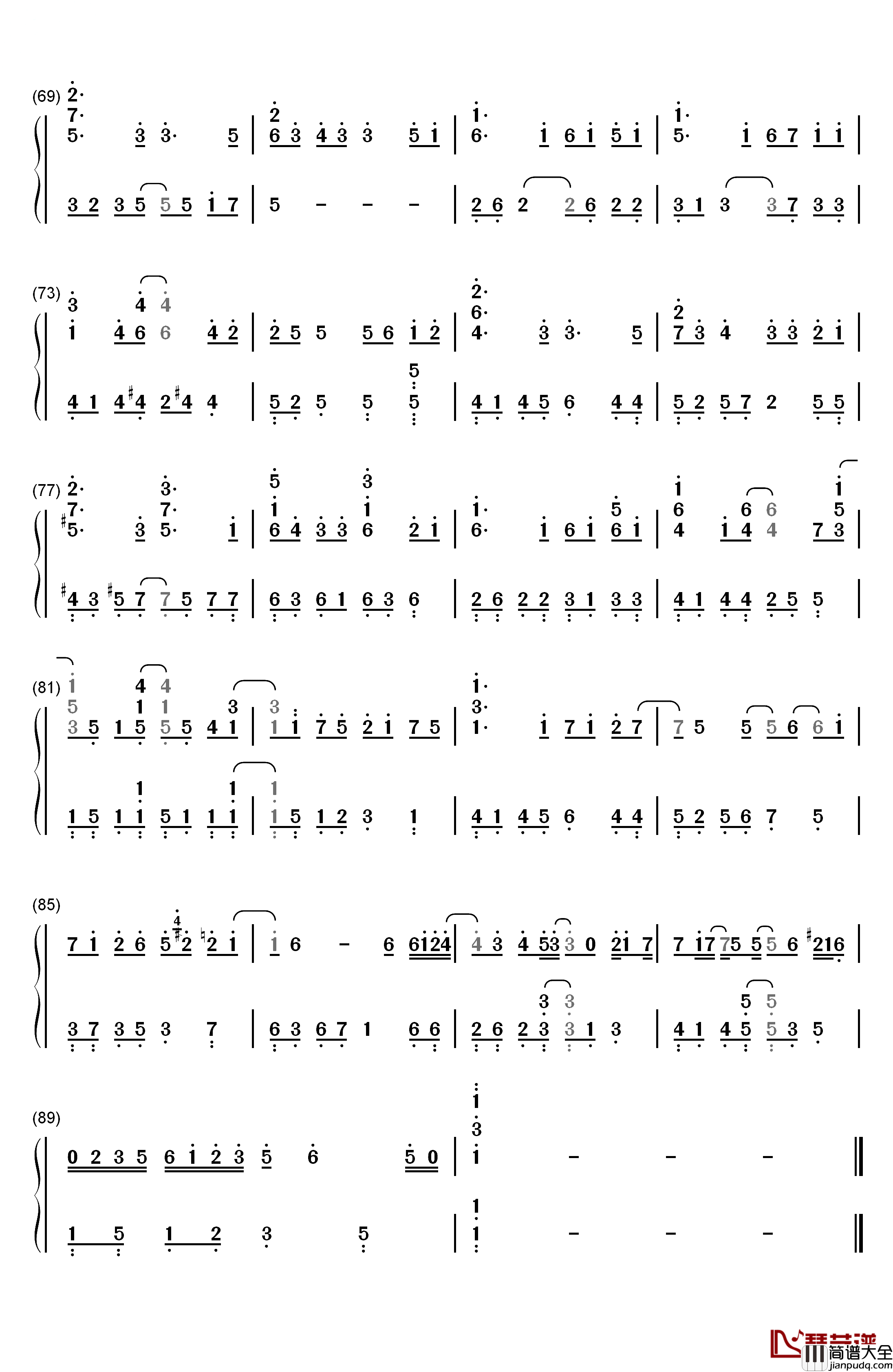 Still钢琴简谱_数字双手_岚