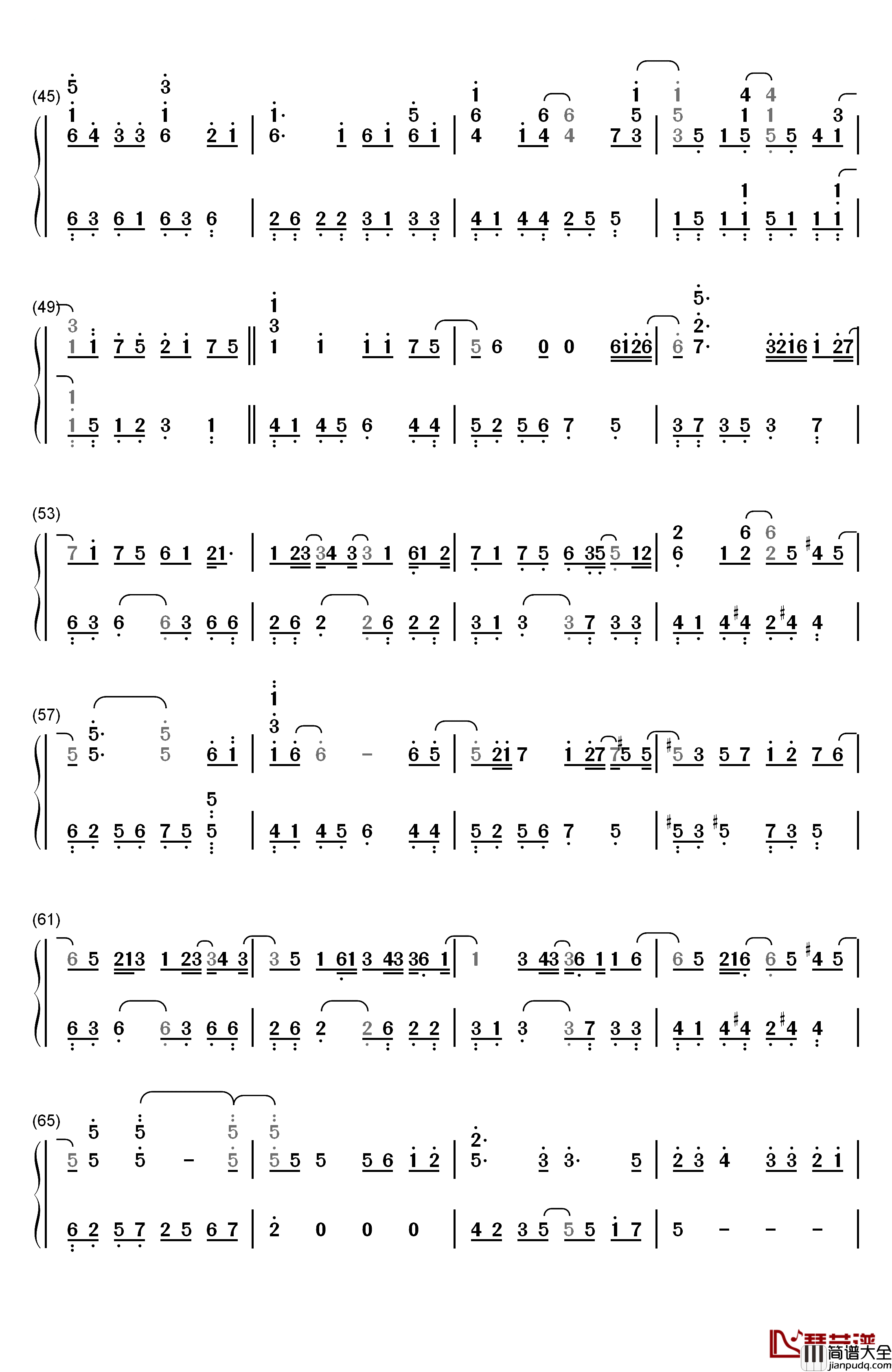 Still钢琴简谱_数字双手_岚