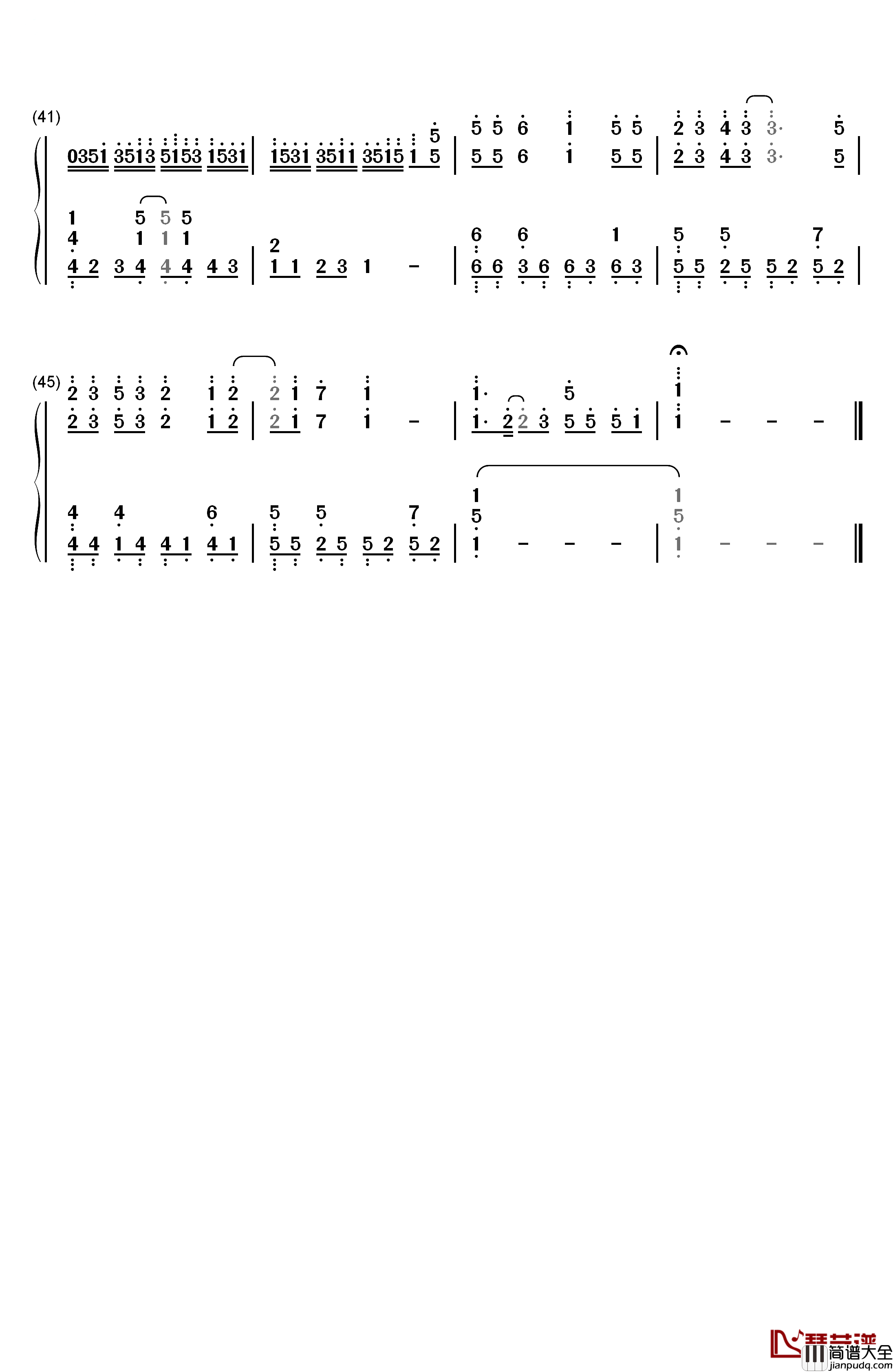 GO钢琴简谱_数字双手_BUMP_OF_CHICKEN