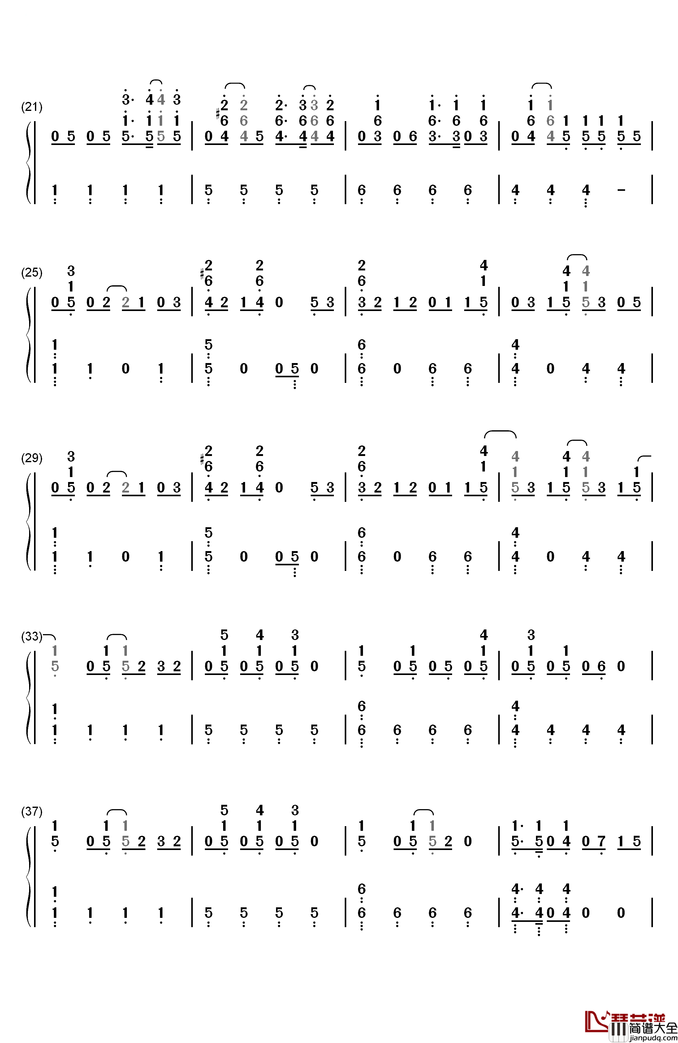 Love_Song_钢琴简谱_数字双手_BigBang