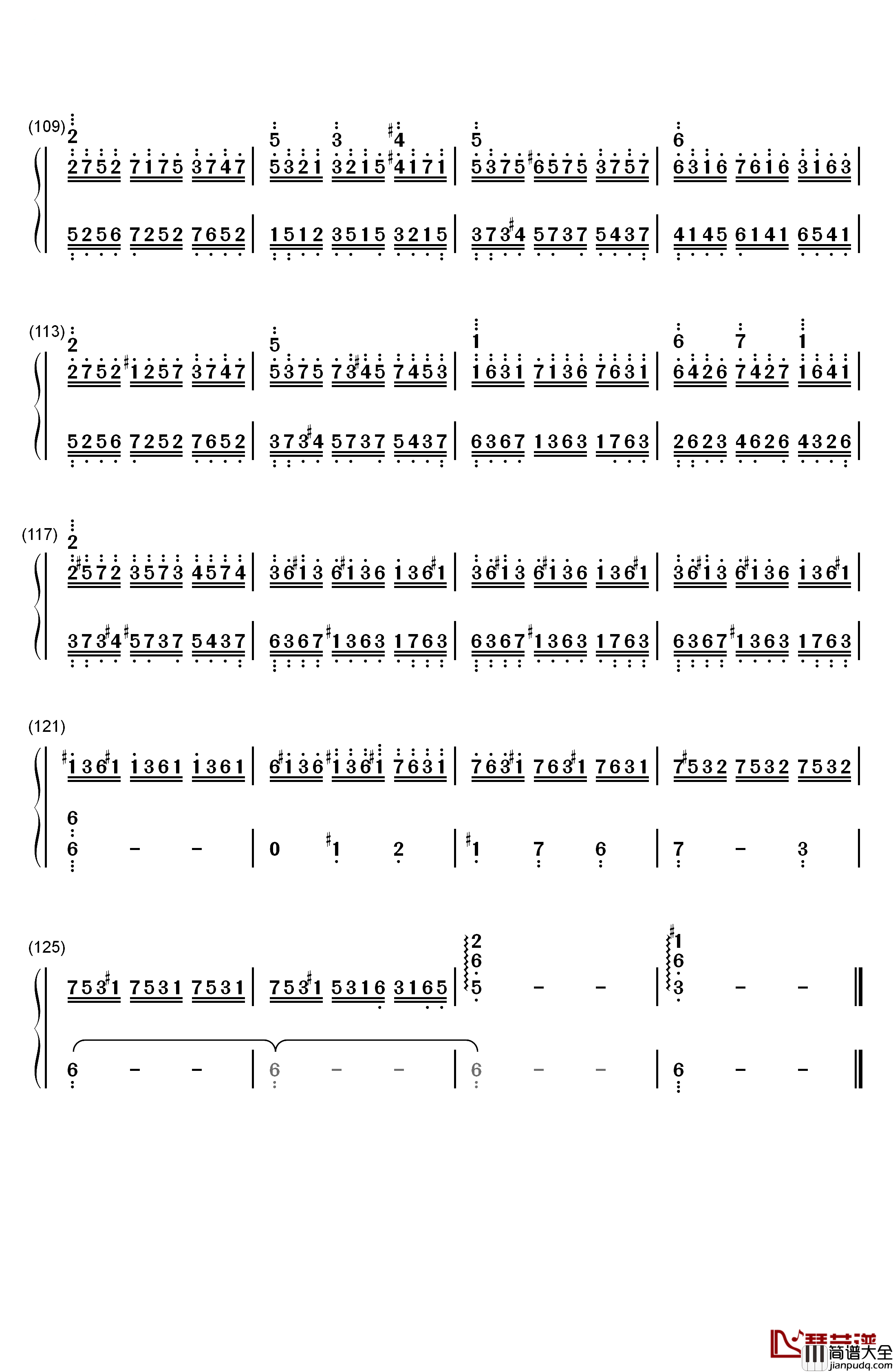 水之韵钢琴简谱_数字双手_鲜远