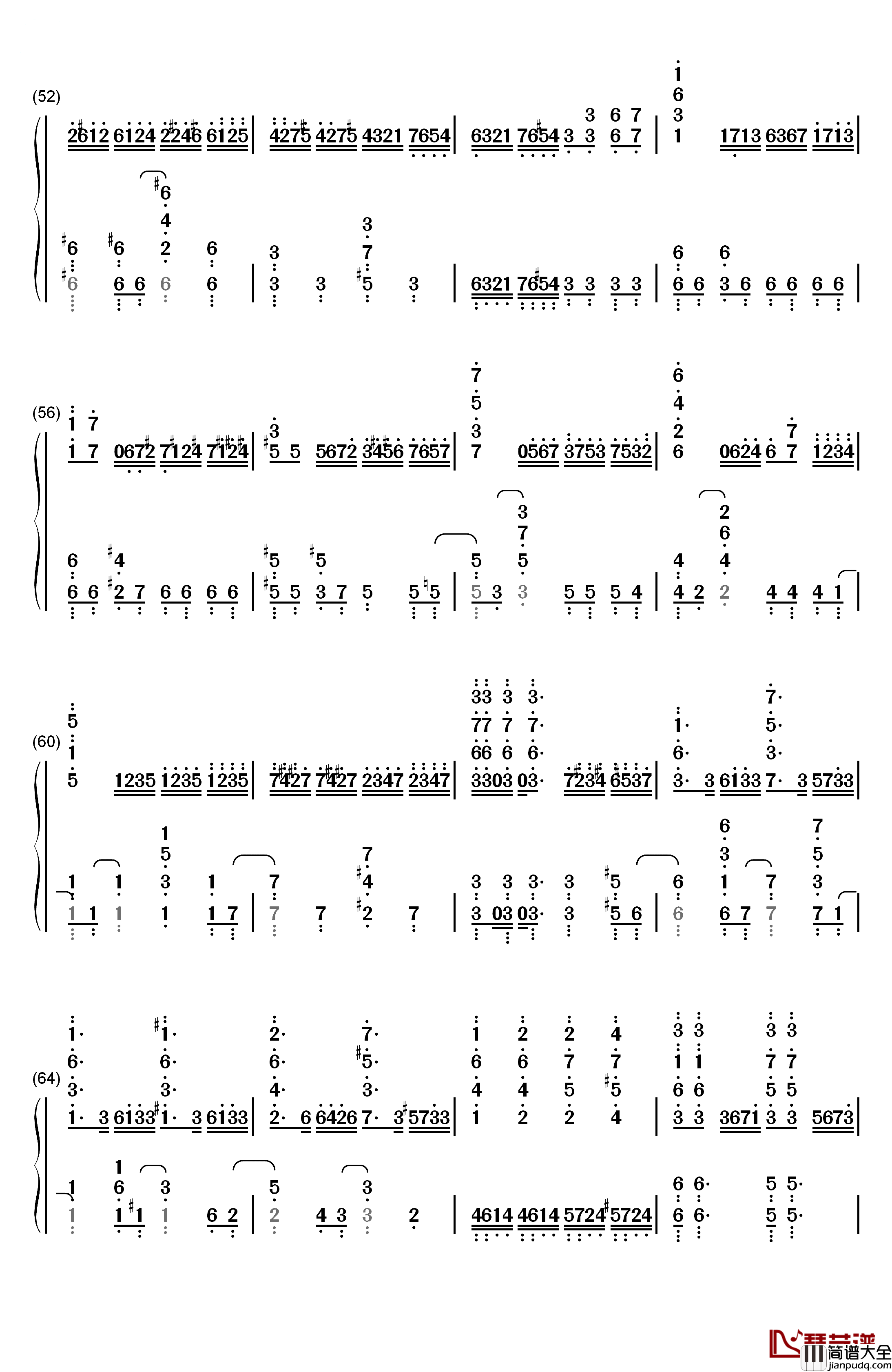 ピアノ协奏曲第1番“蝎火”_钢琴简谱_数字双手_wac