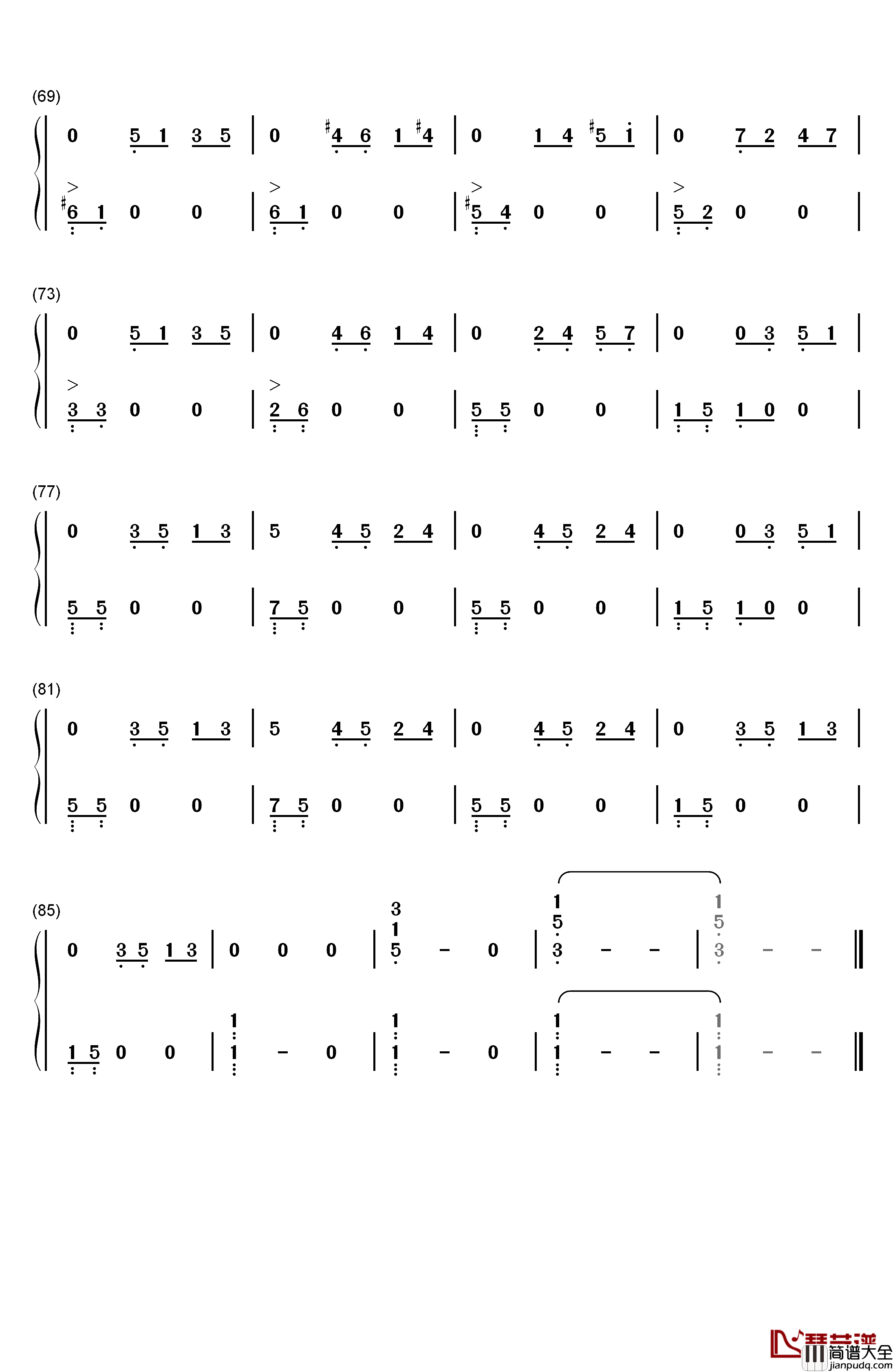 乘着歌声的翅膀钢琴简谱_数字双手_门德尔松