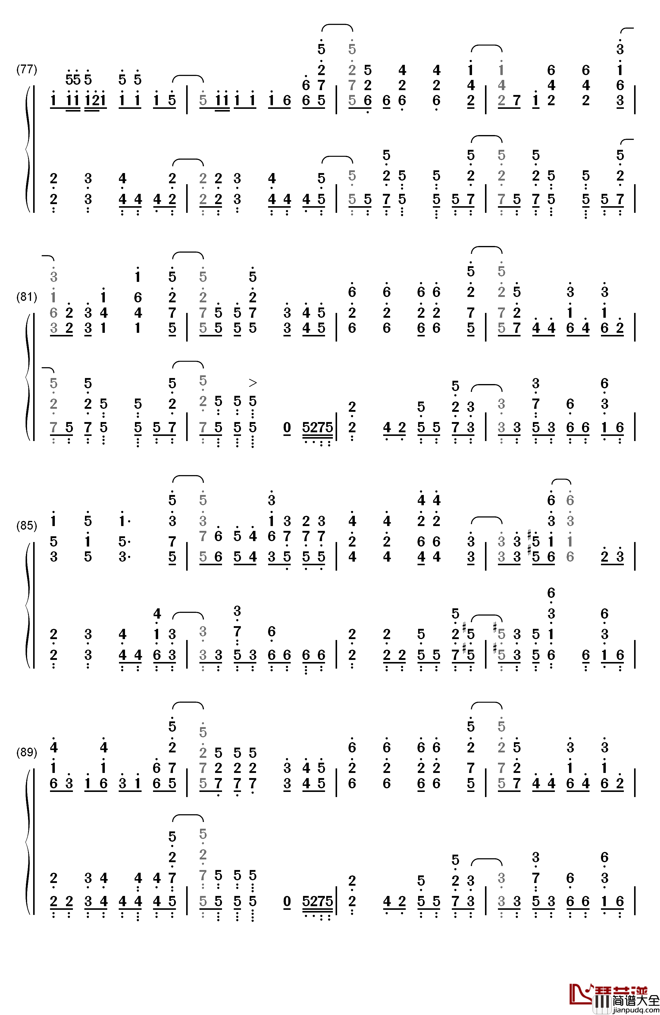 Daydream_Cafe钢琴简谱_数字双手_Petit_Rabbit's