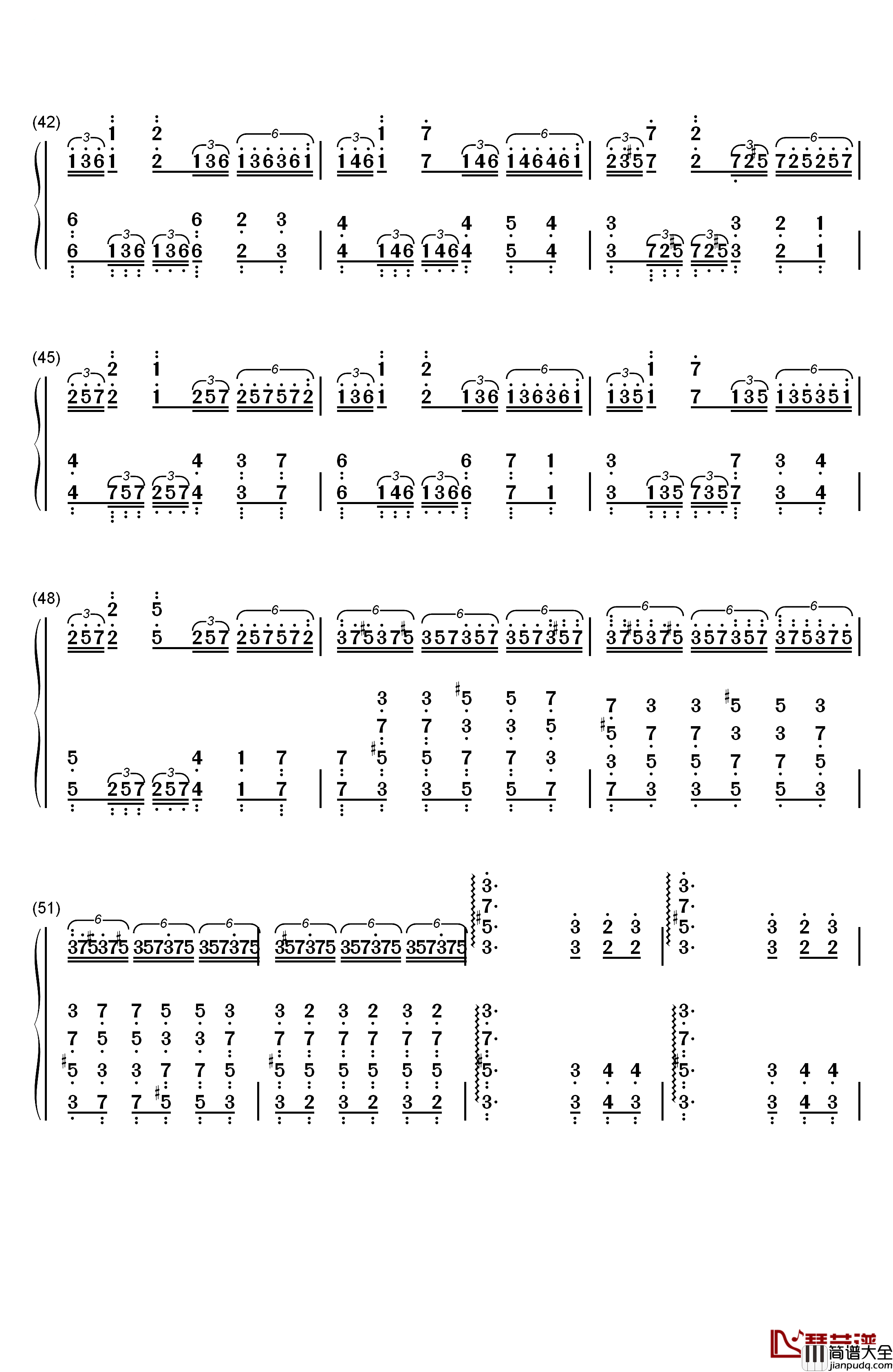 昨日的天明钢琴简谱_数字双手_原创