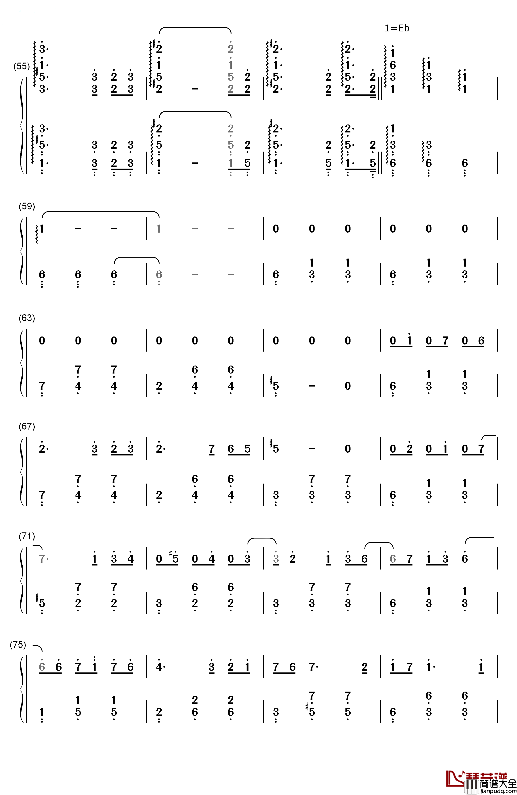 昨日的天明钢琴简谱_数字双手_原创