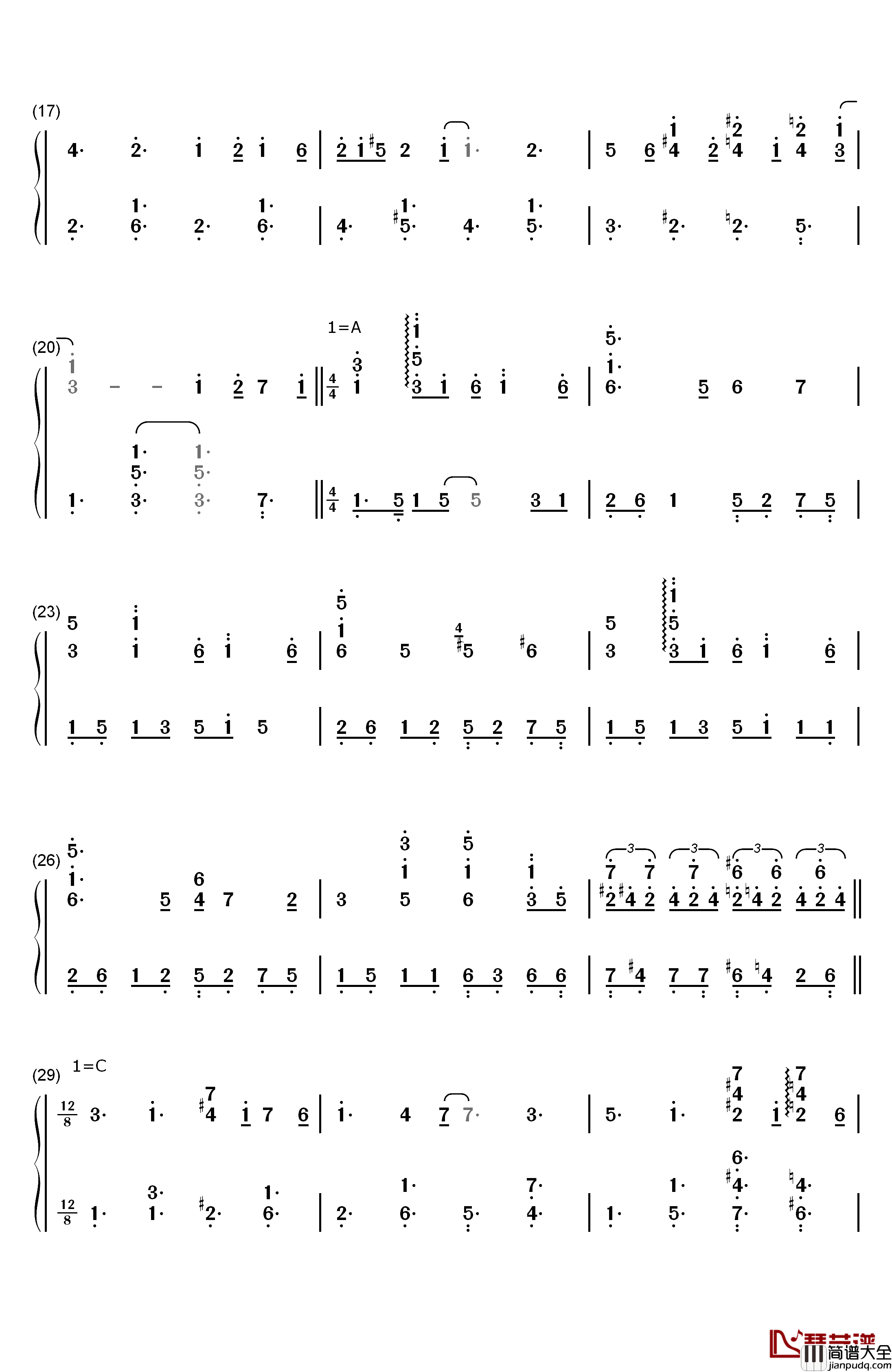 Dream_A_Little_Dream_Of_Me钢琴简谱_数字双手_Yiruma 李闰珉