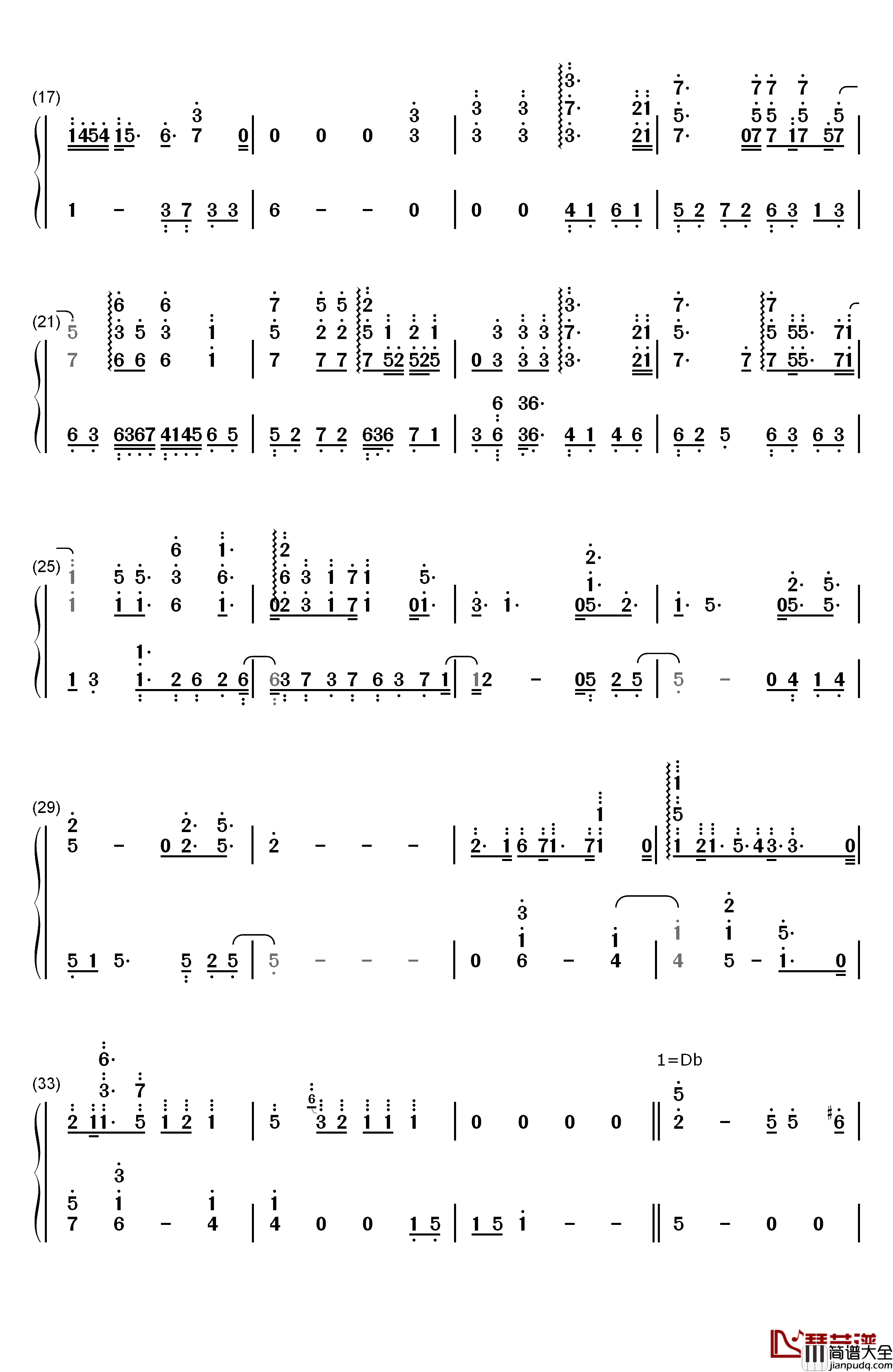Blue钢琴简谱_数字双手_Hiroyuki_Sawano
