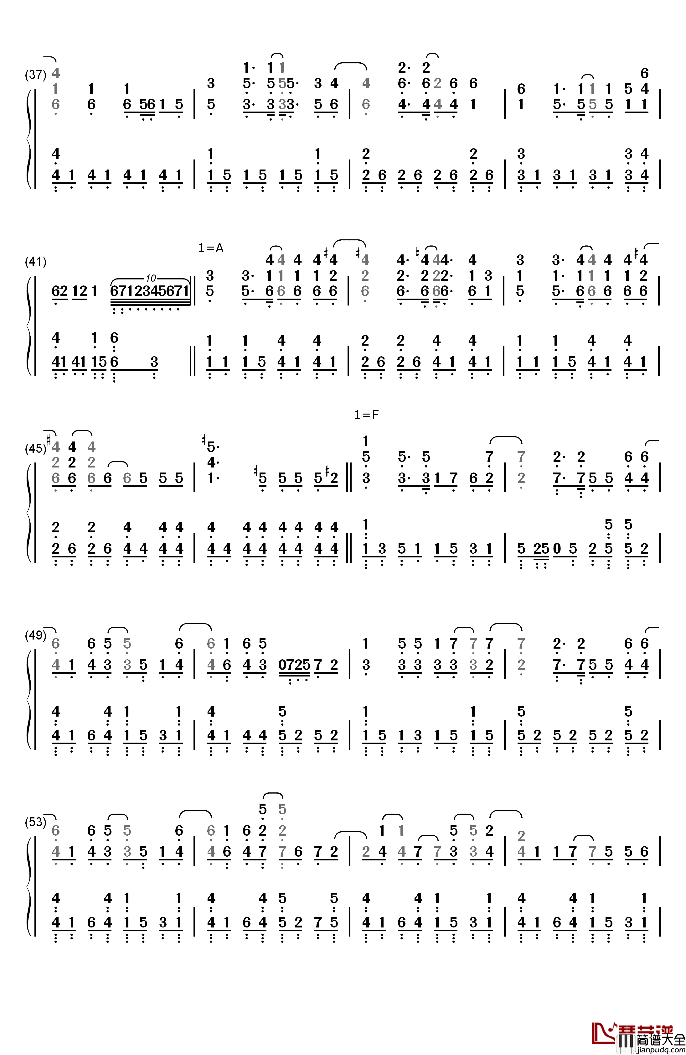 Just_Wanna_Be_With_You钢琴简谱_数字双手_歌舞青春3