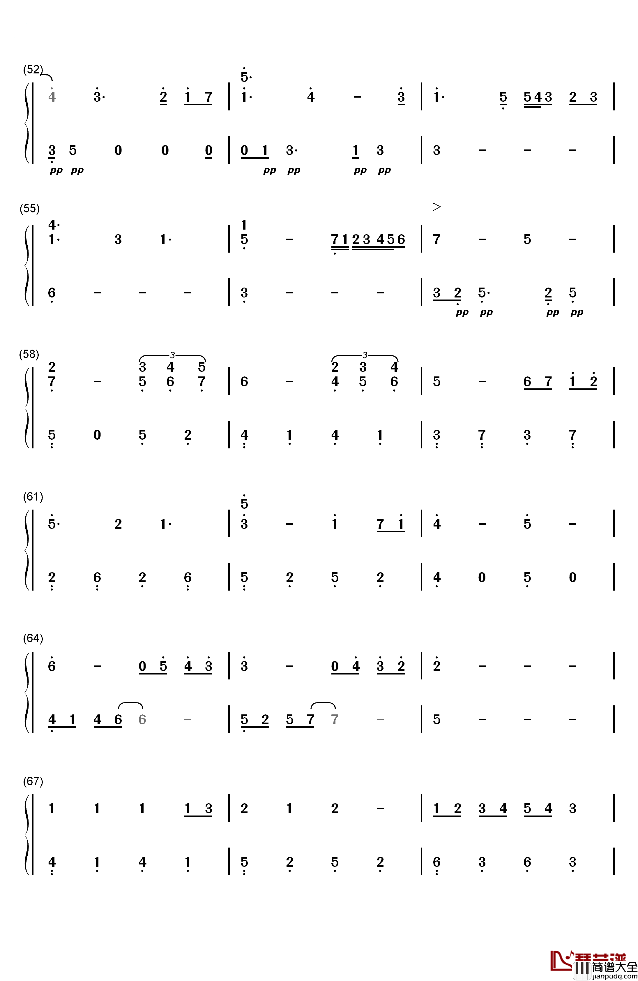 天黑日记钢琴简谱_数字双手_张语格(SNH48)