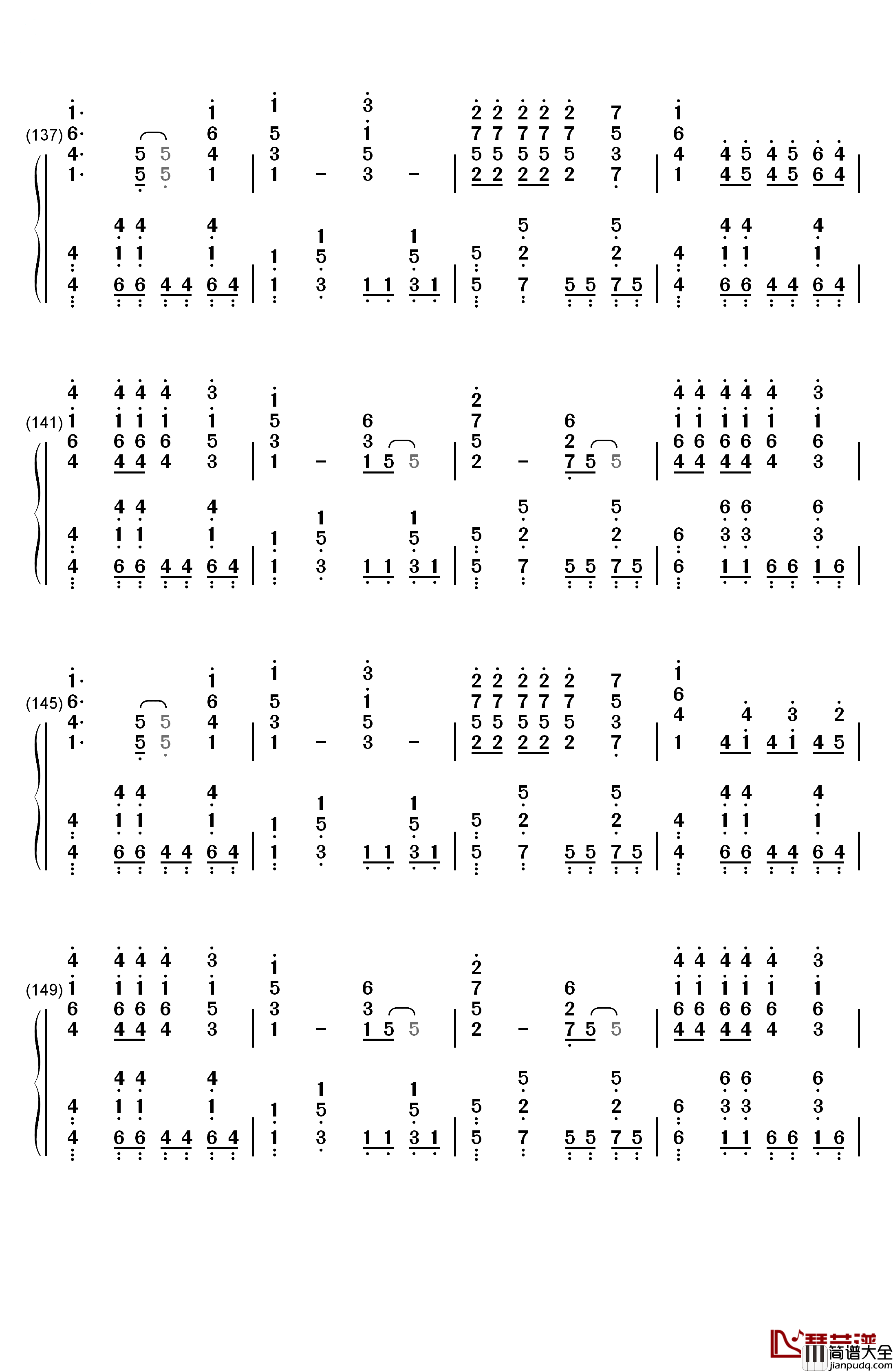 Mean钢琴简谱_数字双手_Taylor_Swift