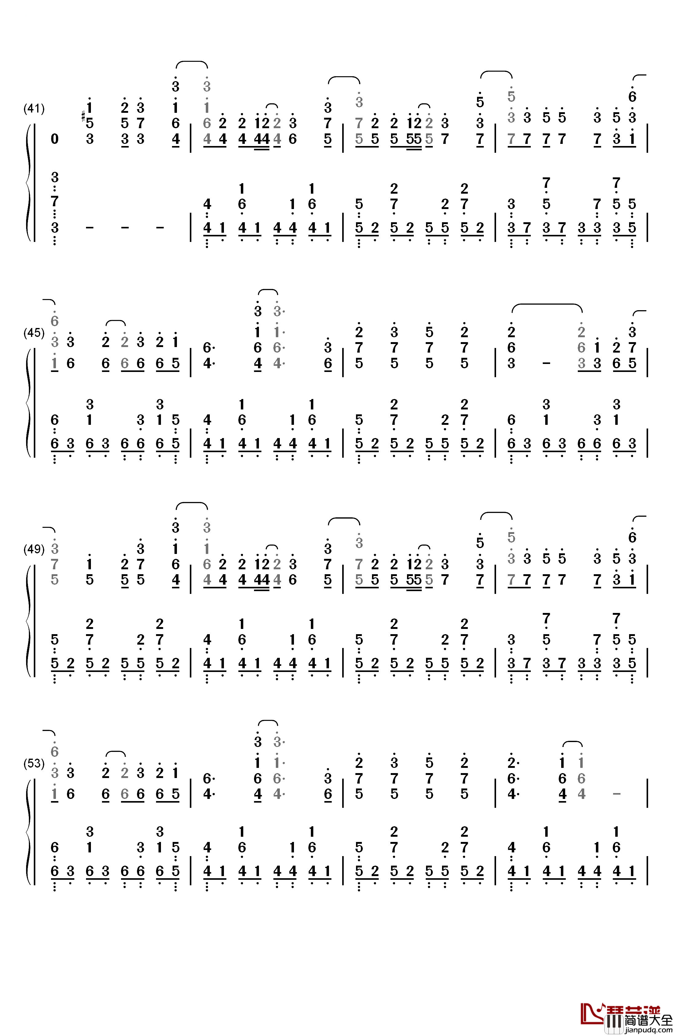 God_knows...钢琴简谱_数字双手_平野绫