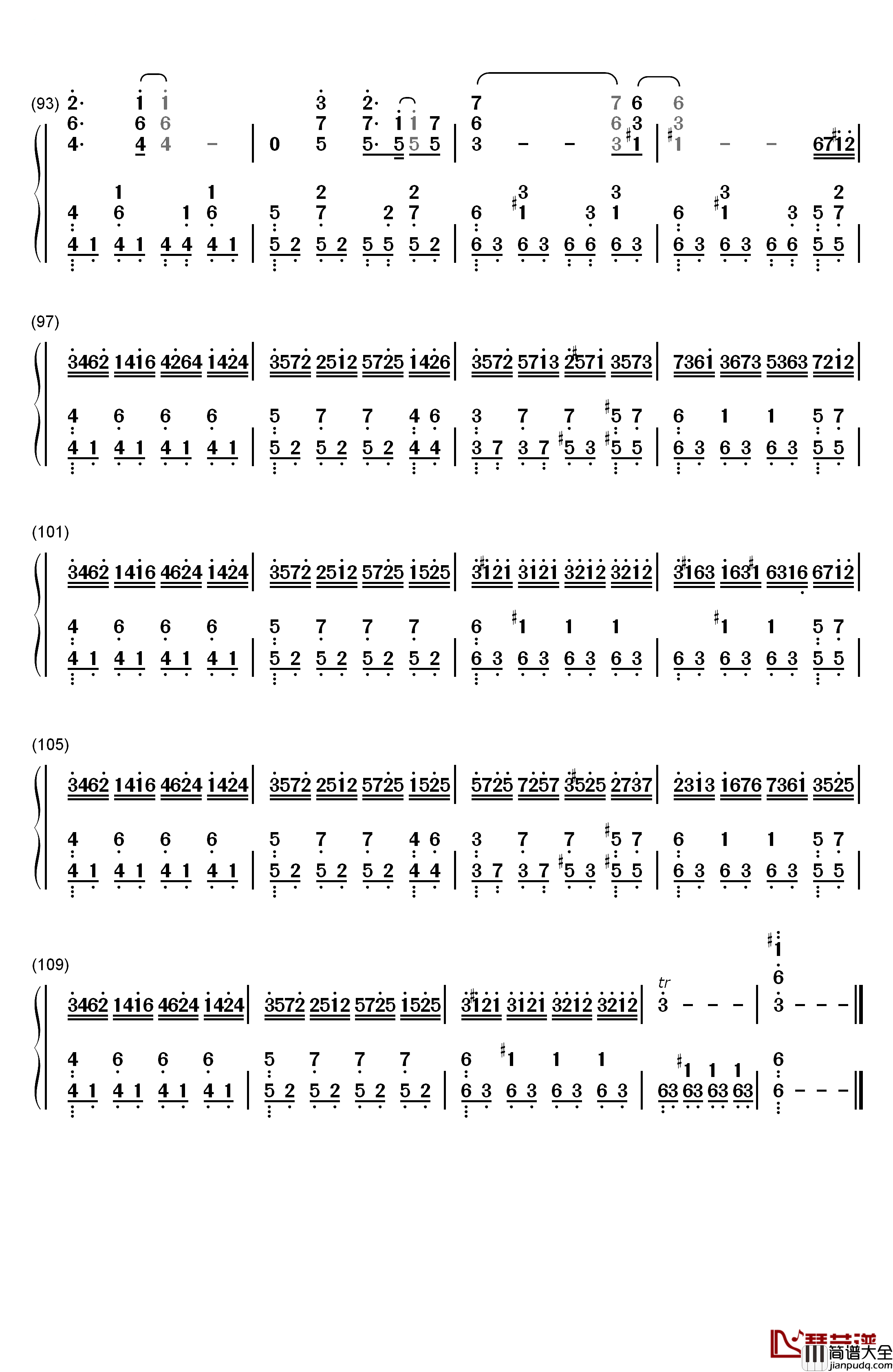 God_knows...钢琴简谱_数字双手_平野绫