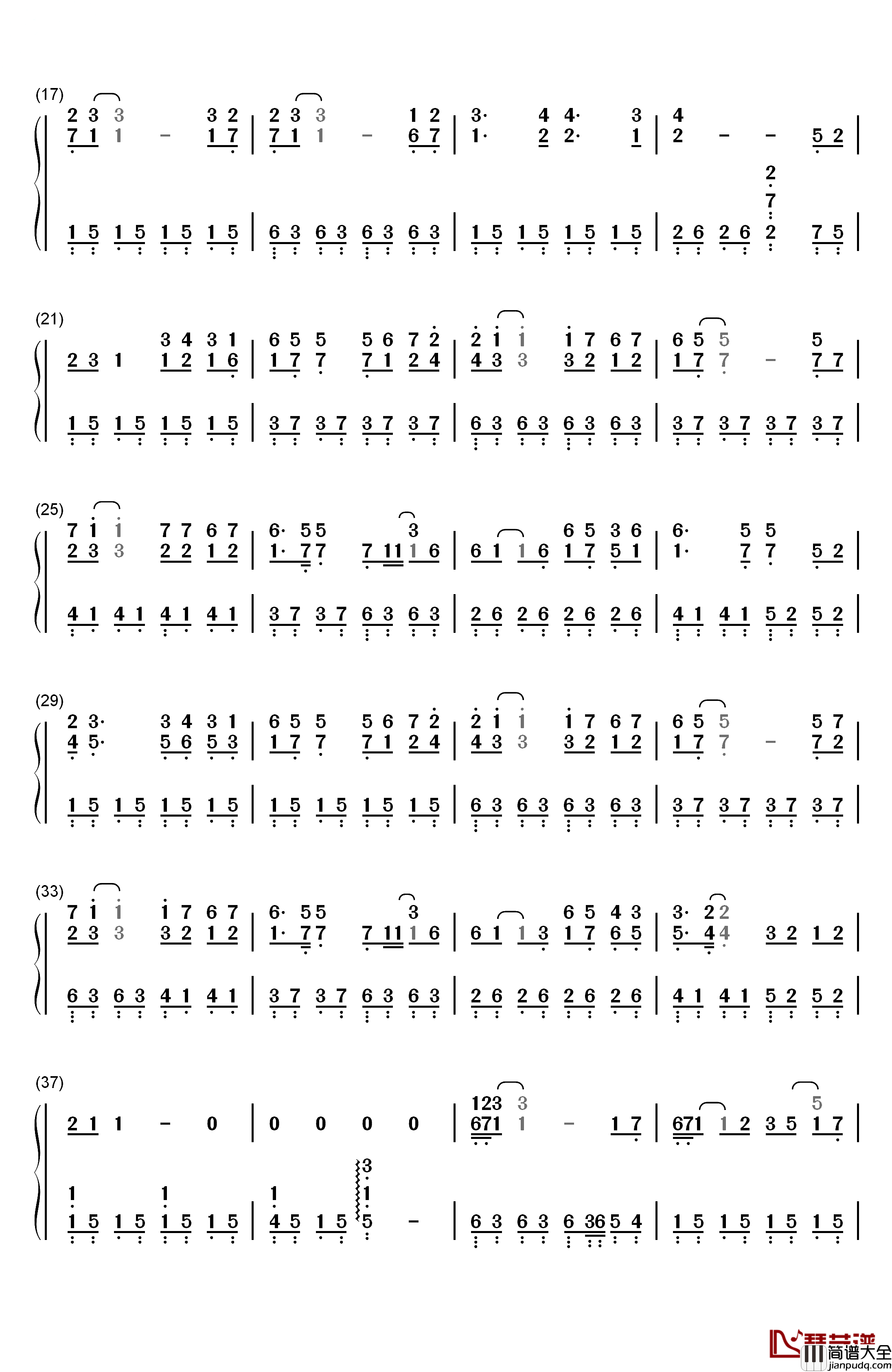 珊瑚海钢琴简谱_数字双手_周杰伦__梁心颐