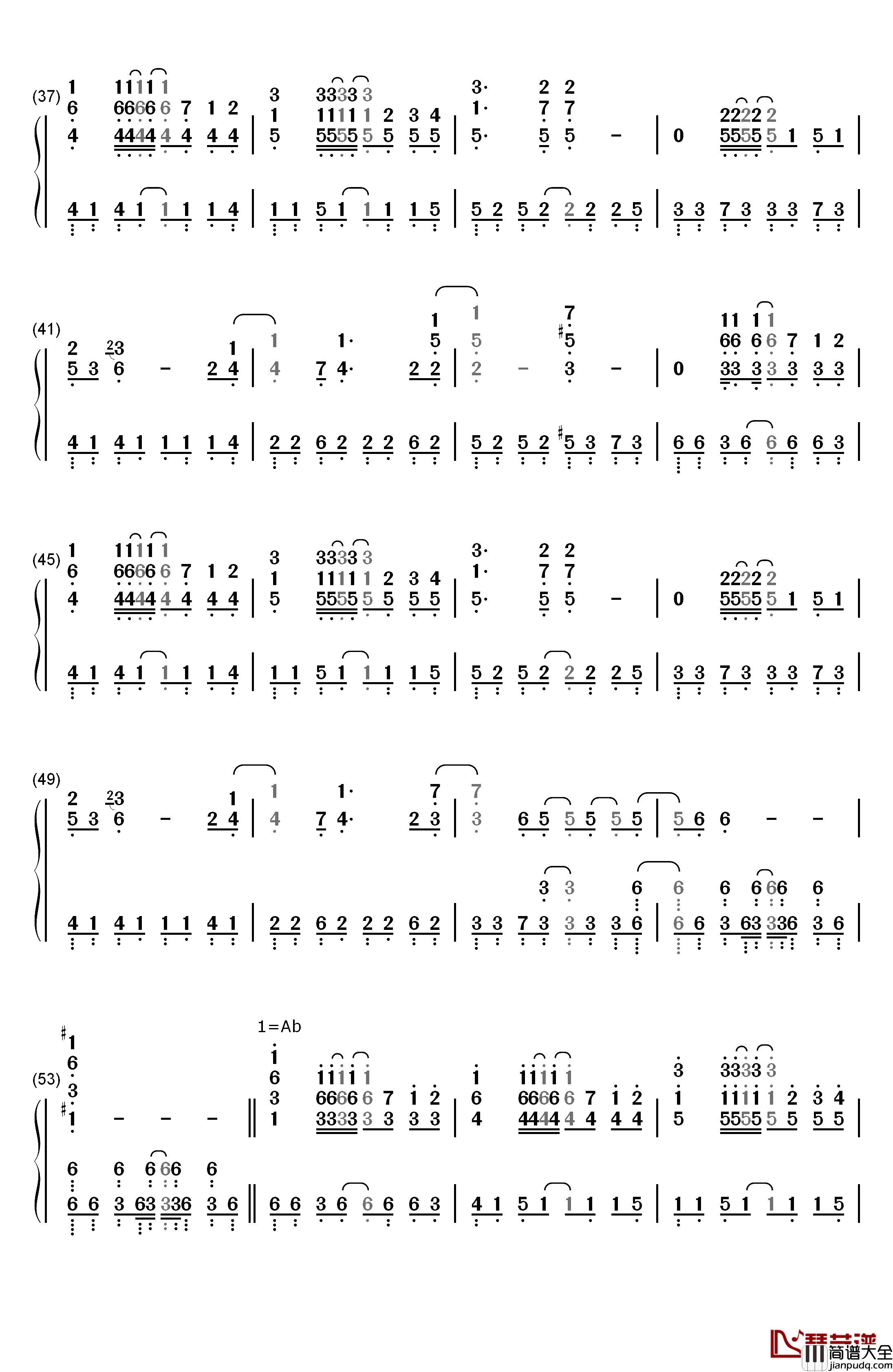 ライオン钢琴简谱_数字双手_May'n/中岛_爱