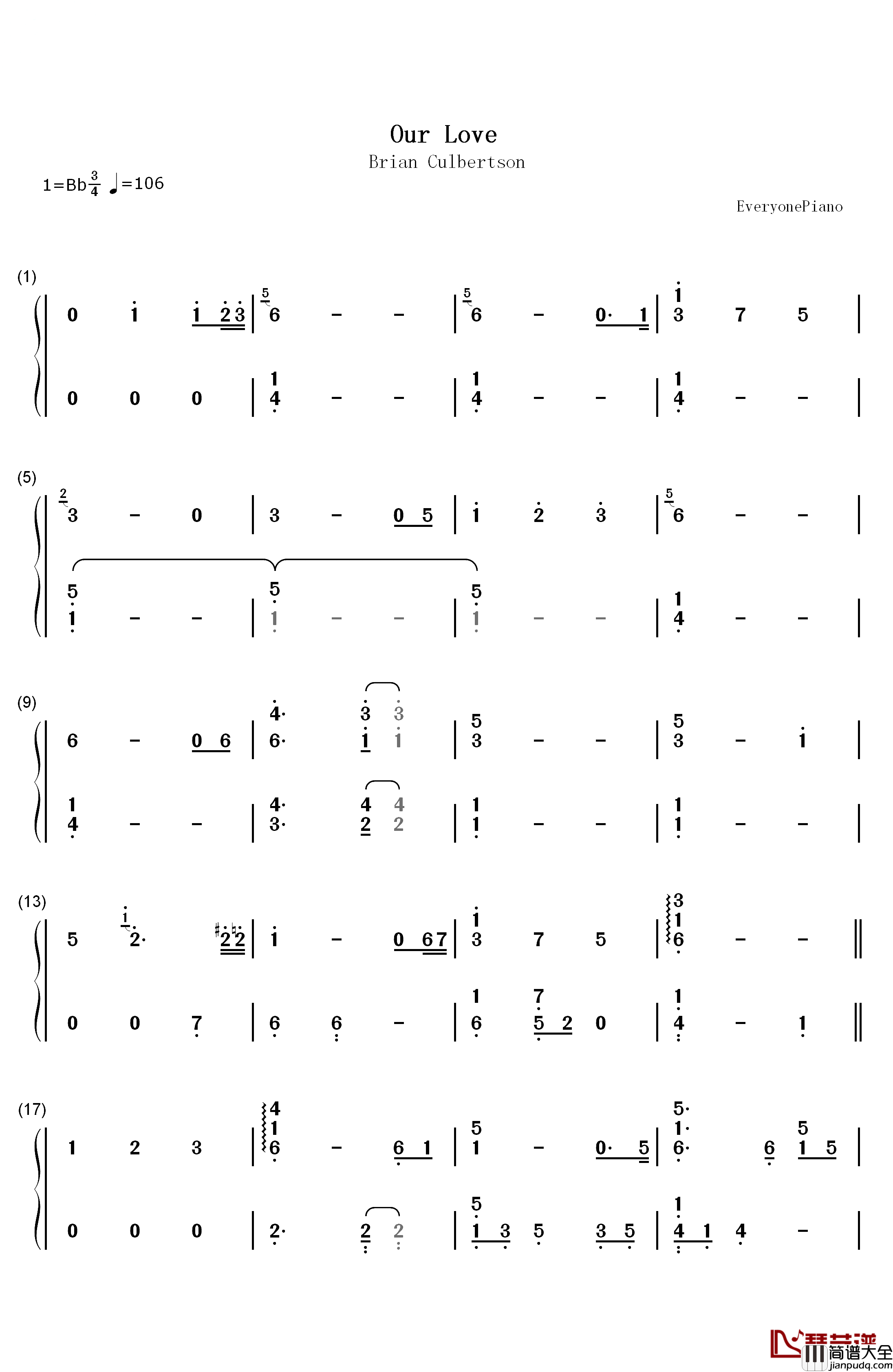Our_Love钢琴简谱_数字双手_Brian_Culbertson