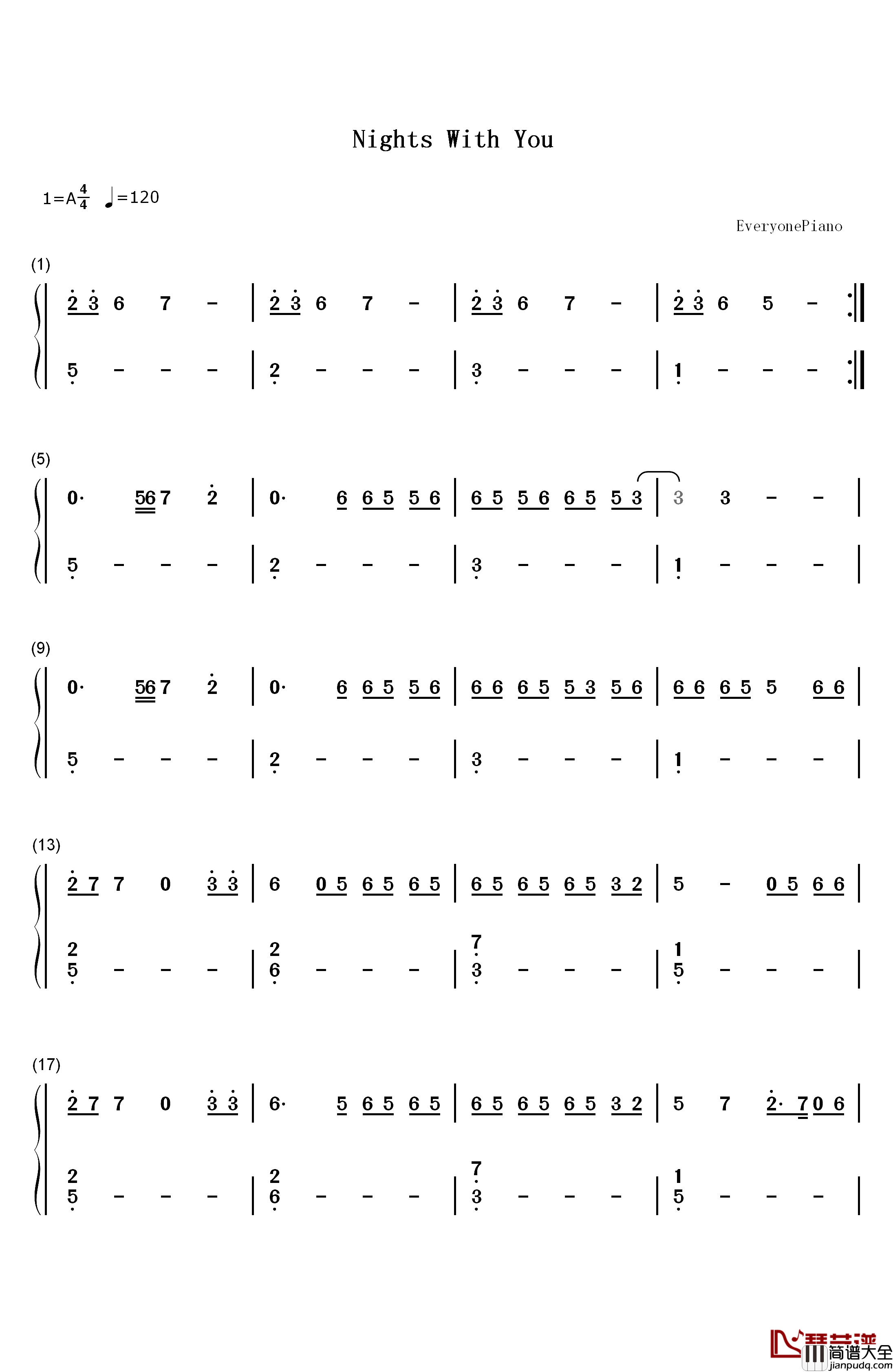 Nights_with_You钢琴简谱_数字双手_MØ
