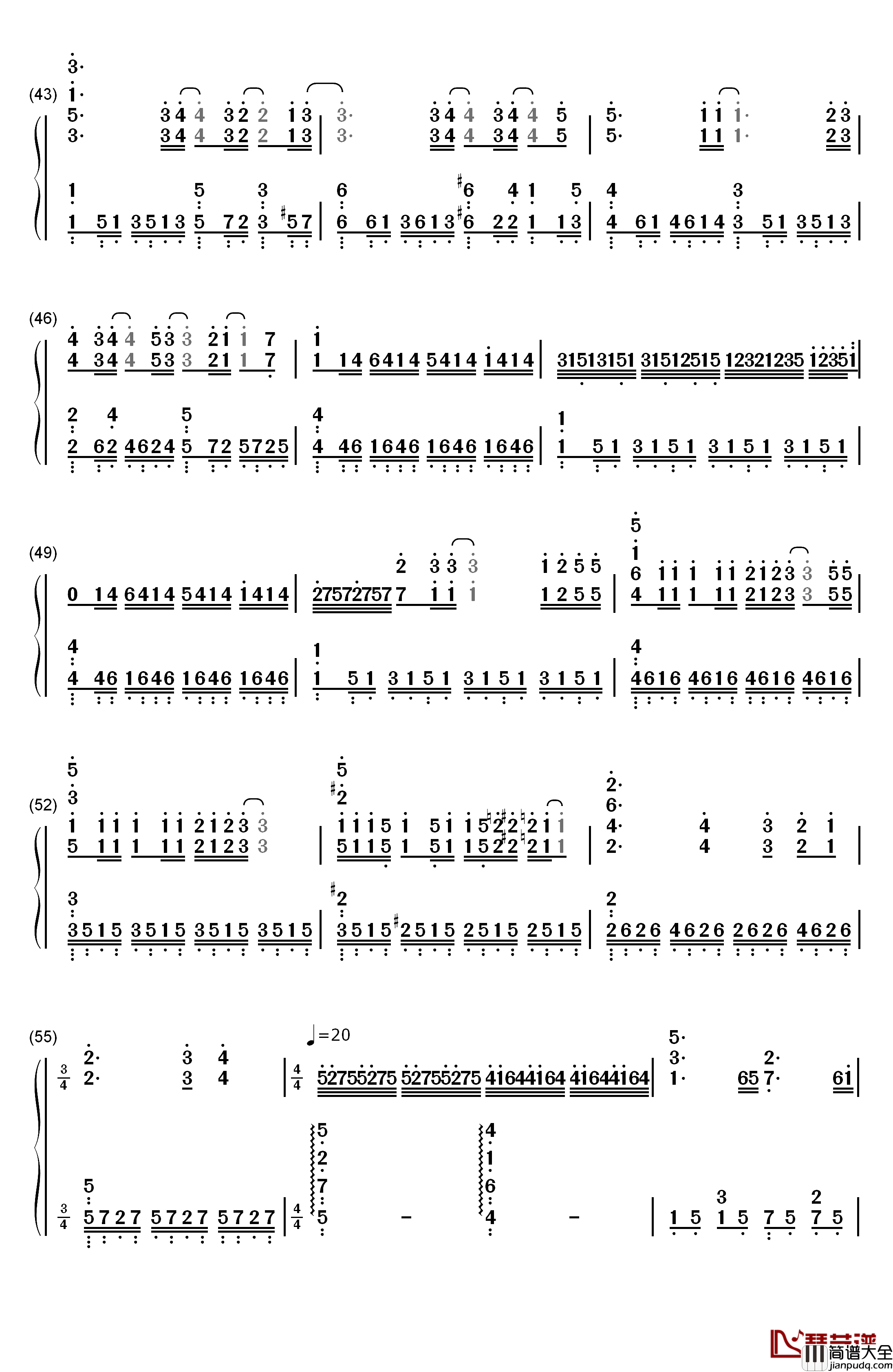 ハナミズキ钢琴简谱_数字双手_一青窈