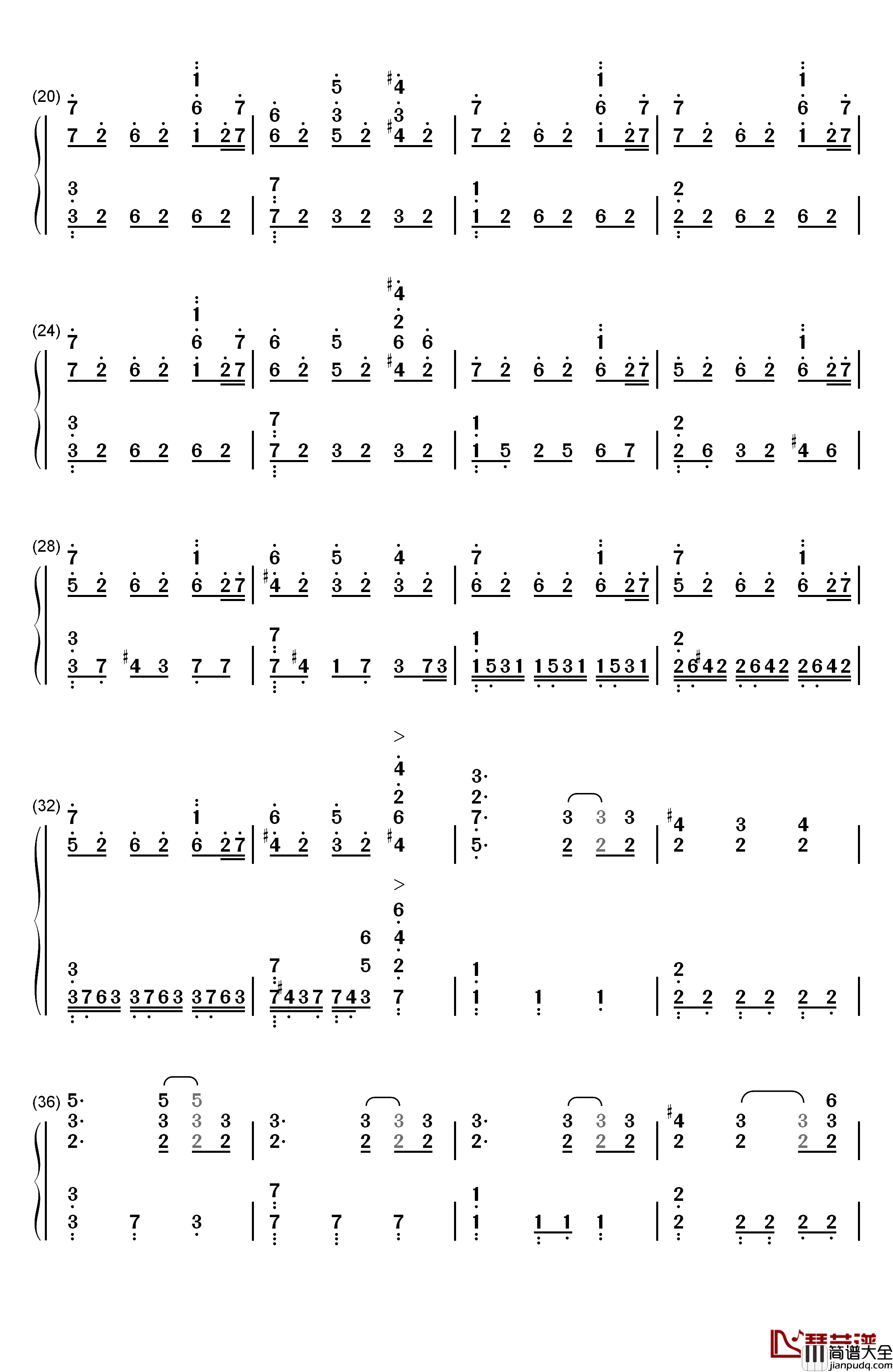 Lit钢琴简谱_数字双手_牛尾宪辅