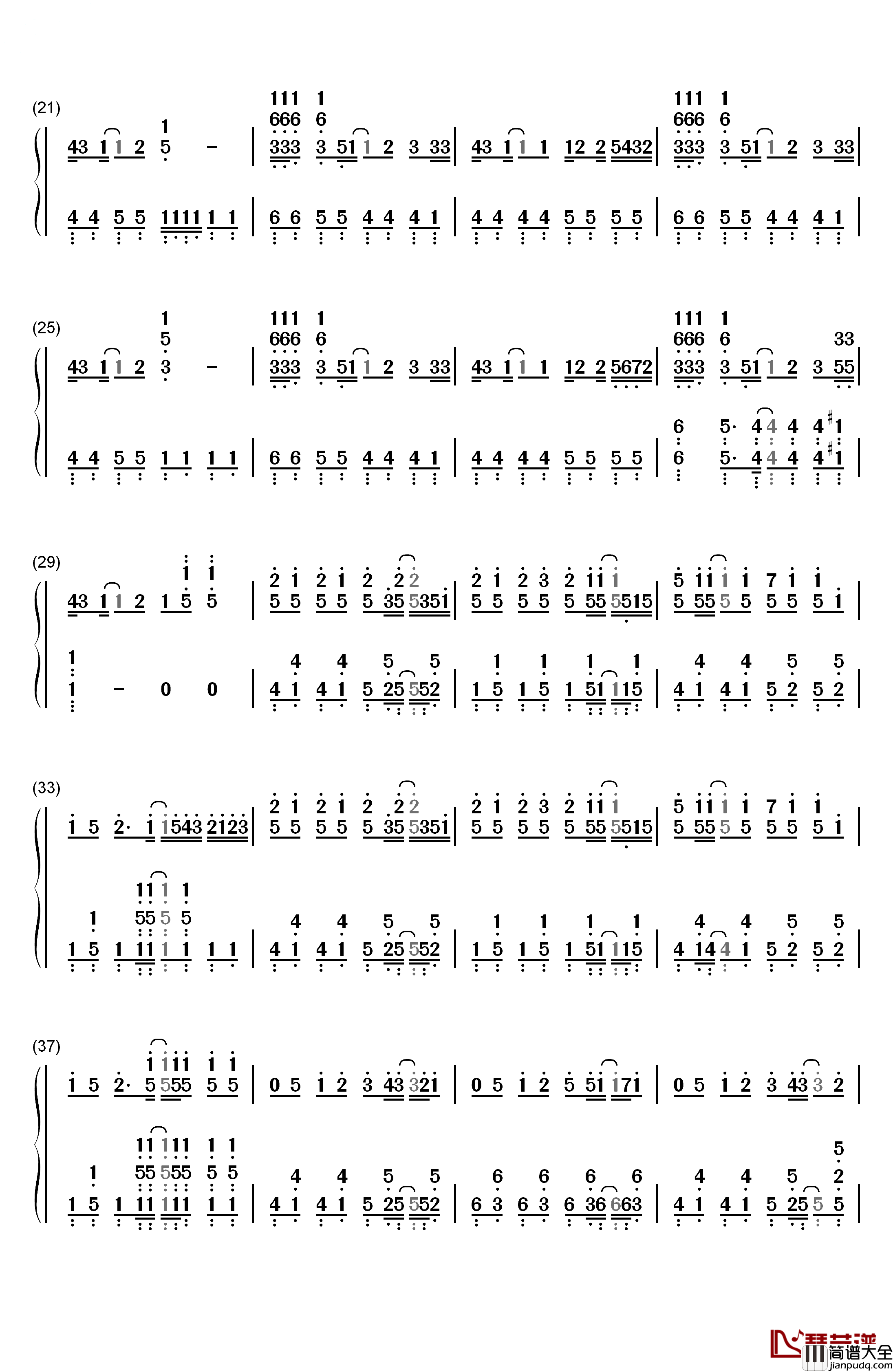 ハッピーシンセサイザ钢琴简谱_数字双手_EasyPop
